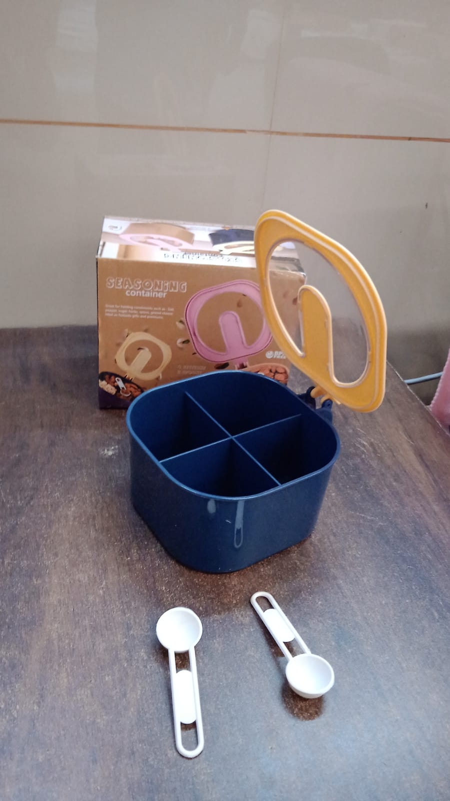 Fancy 4-Section Masala Box for Kitchen Storage (Spice Container)