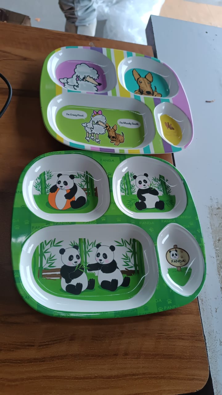 Kids 4-Compartment Melamine Partition Plate (1 Pc / 24Ã—22 Cm)