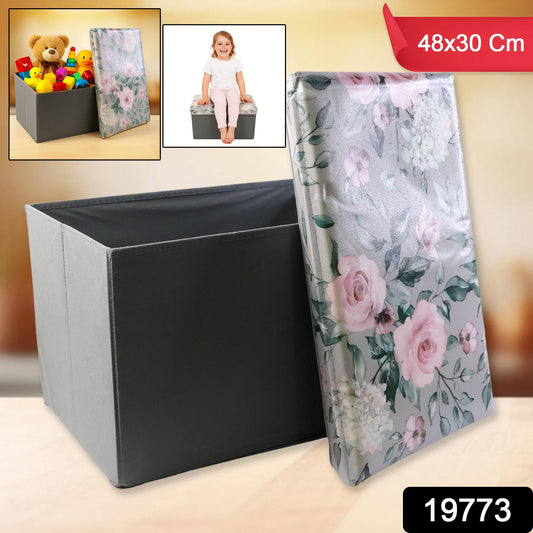 Premium Foldable Storage Box with Floral Lid (1 Pc)