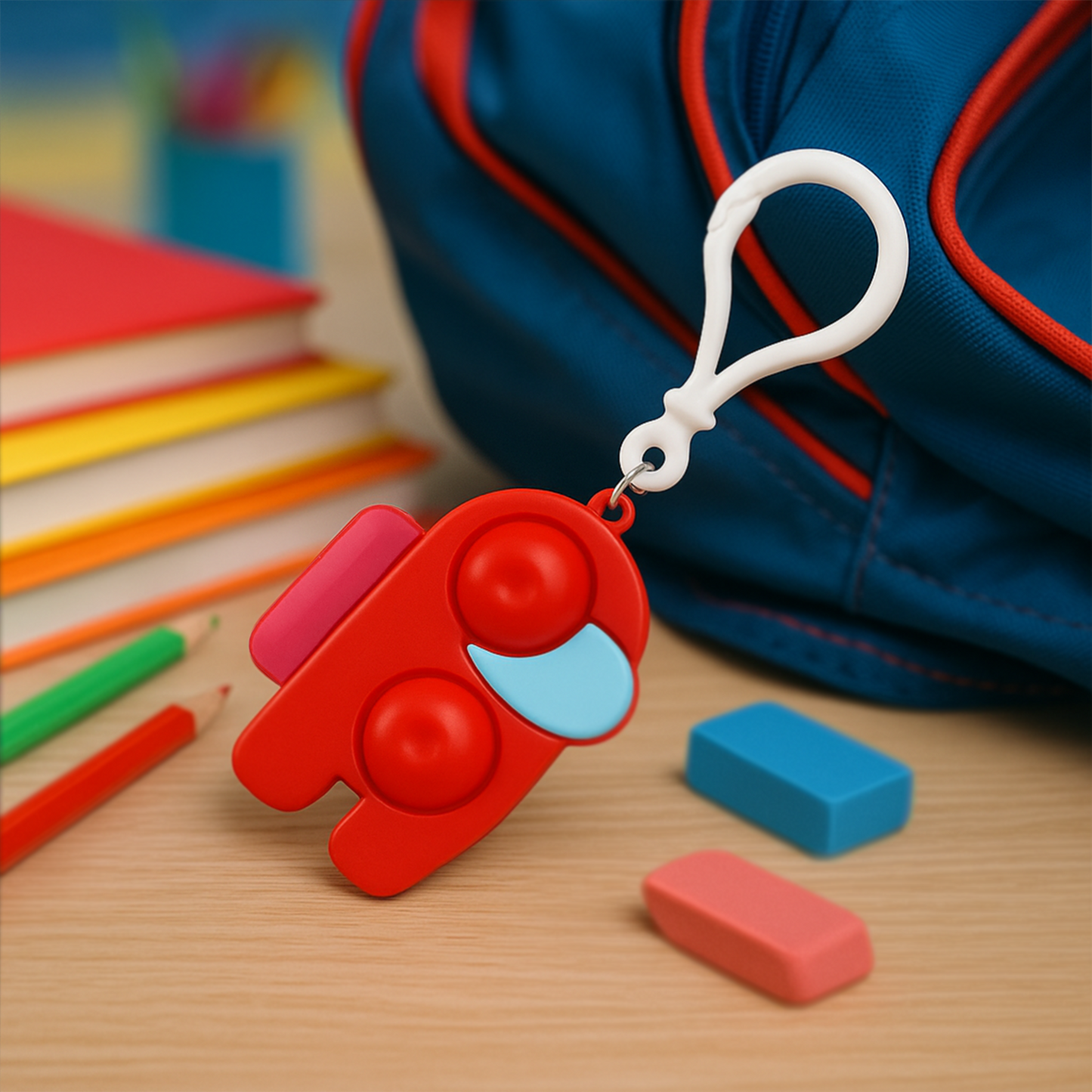 Pop-It Fidget Keychain Toy - (1 Pc / Mix Color)