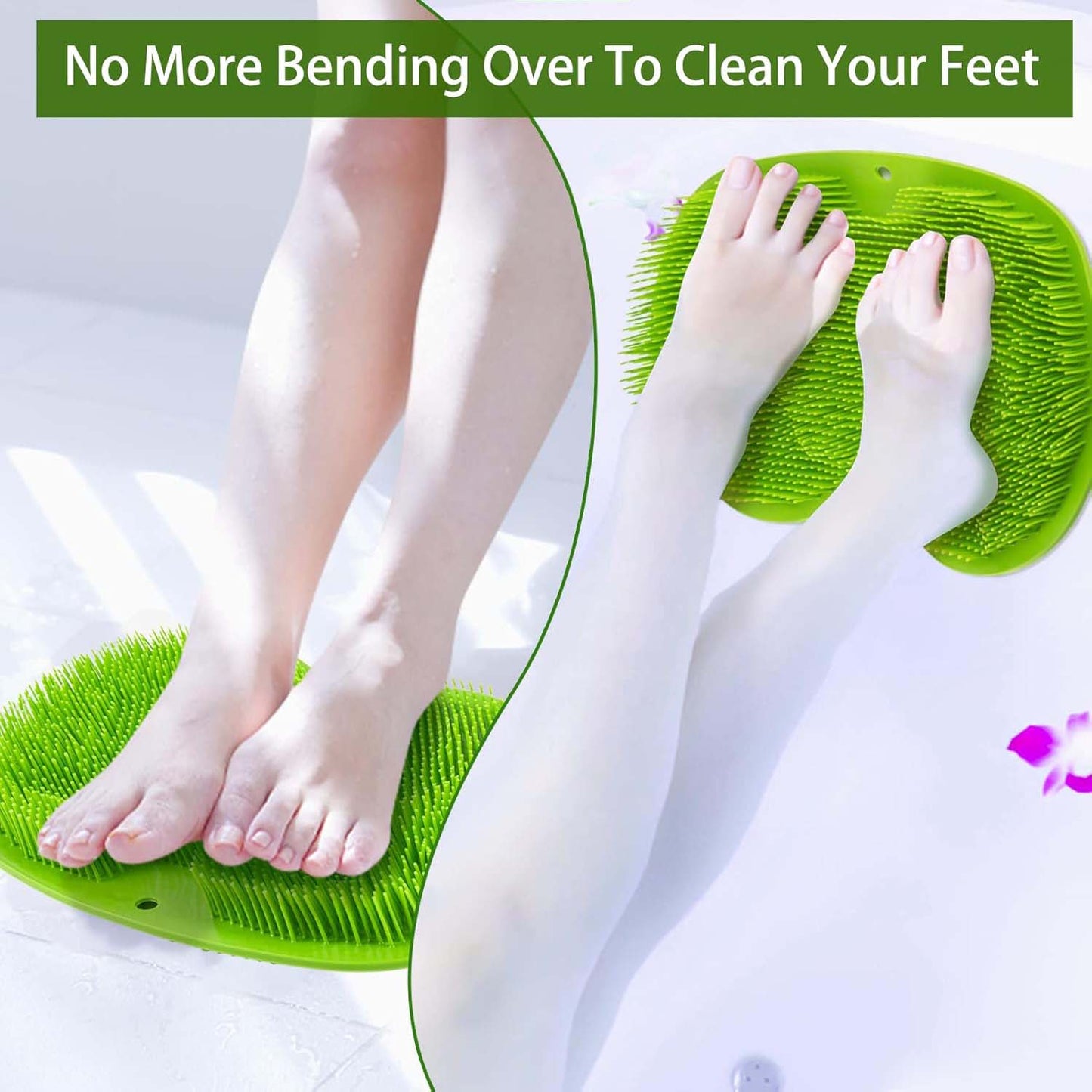 Green Silicone Bath Massage Cushion â€“ Suction Cup Exfoliating Foot Scrubber & Mat