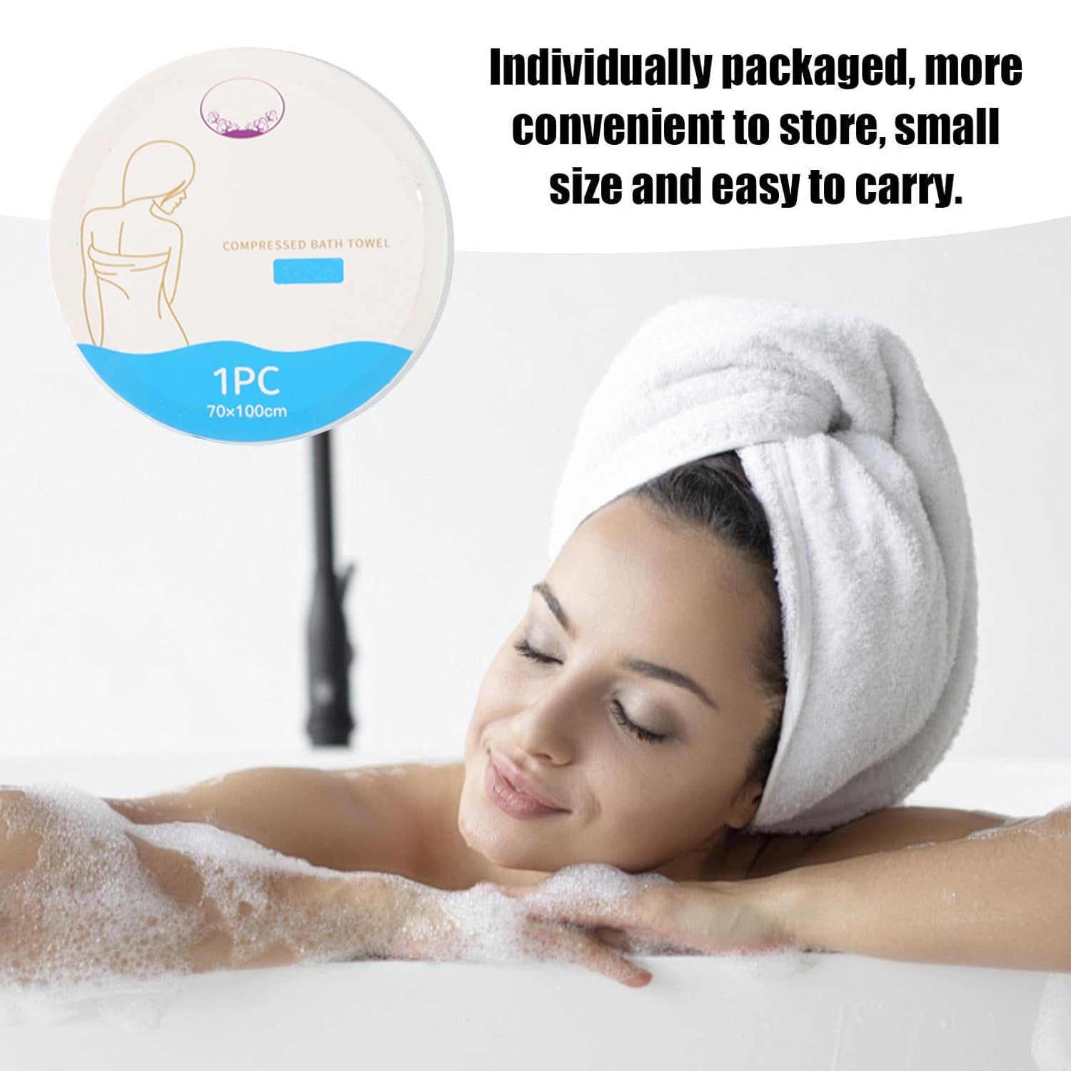 Compressed Travel Bath Towel - (1 Pc / 70x10 Cm)
