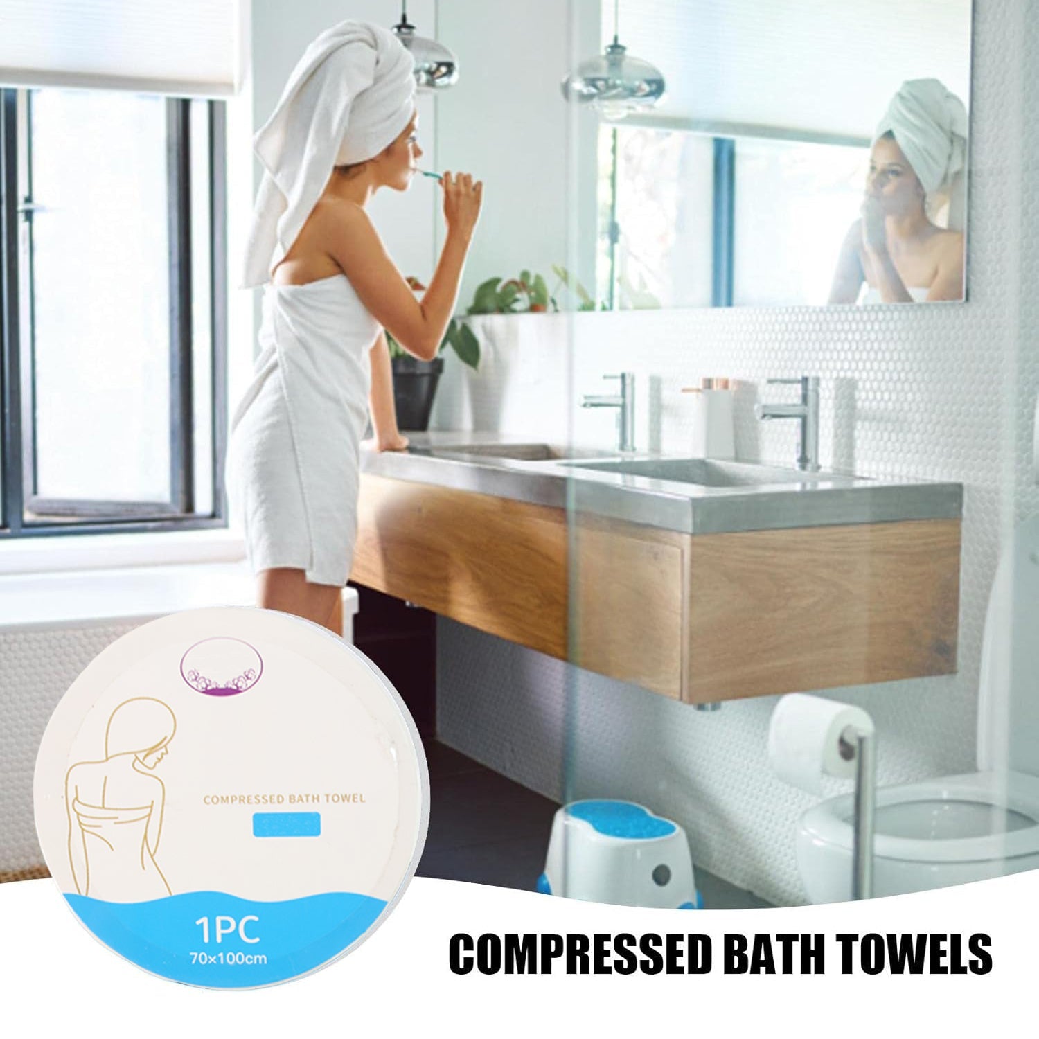 Compressed Travel Bath Towel - (1 Pc / 70x10 Cm)
