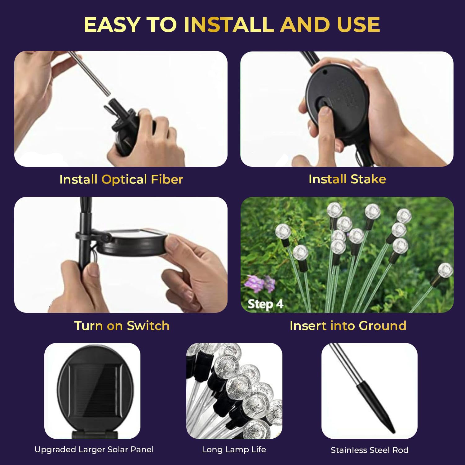 Solar LED Fiber Optic Garden Light - (1 Pc / Mix LED LIght)