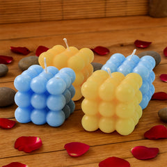 Colorful Cube Shaped Wax Candles (4 Pc)