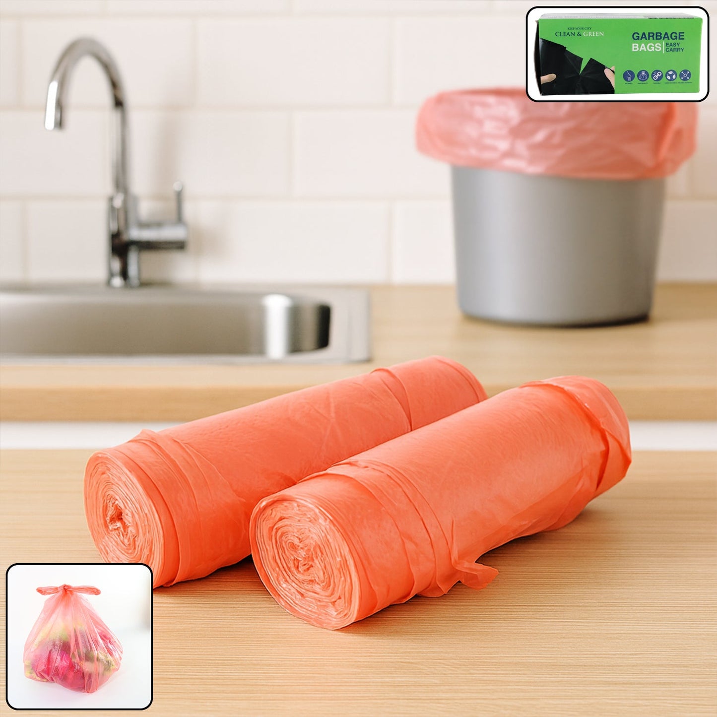Clean & Garbage Bags - (Pack of 2 Rolls / 45Ã—40 cm )