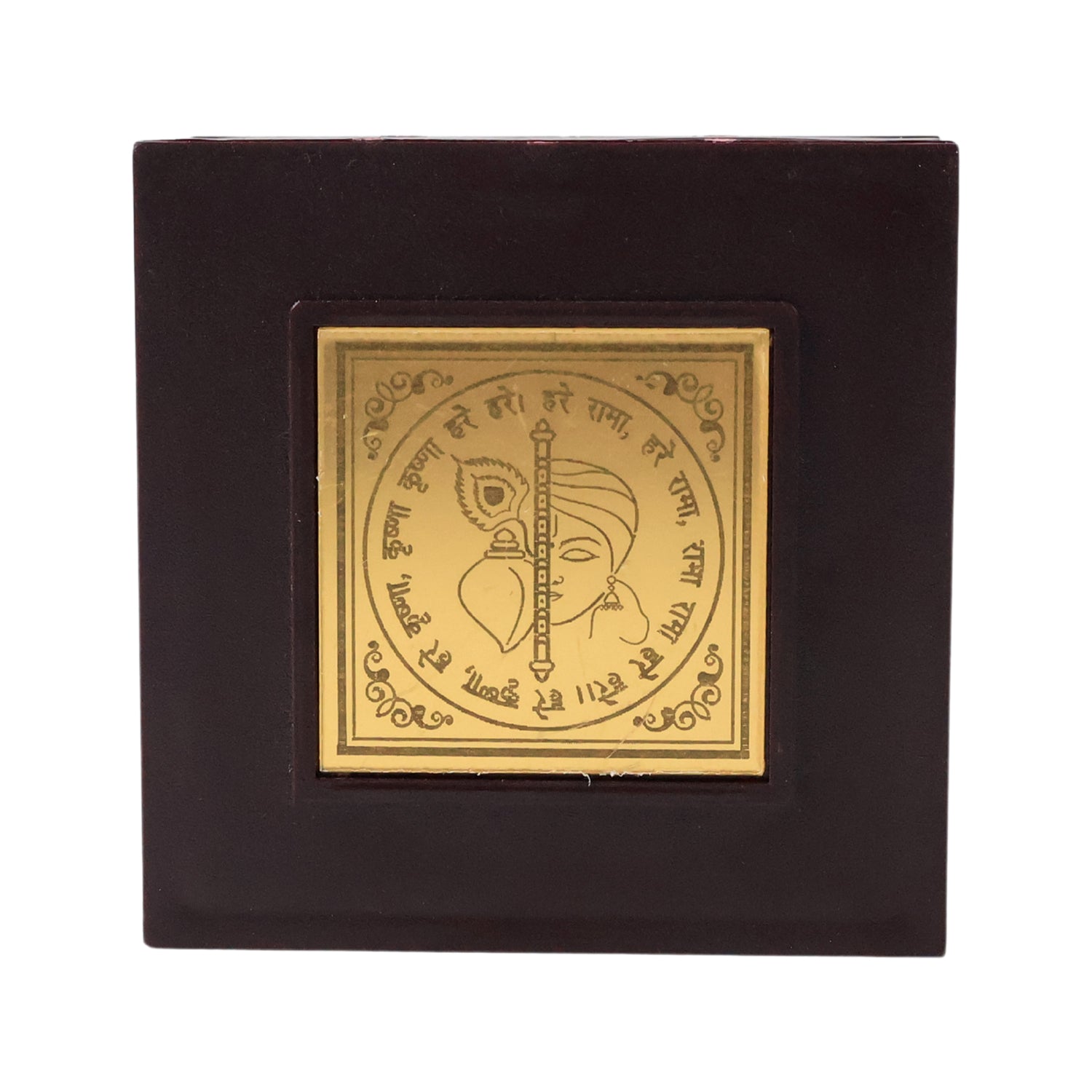 Golden Charan Paduka in Wooden Box â€“ Spiritual Gift & Pooja Accessory