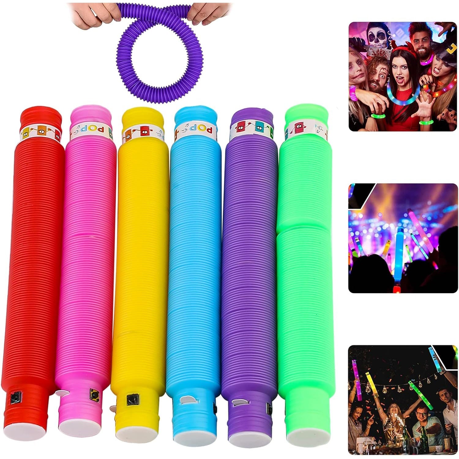 LED Glow Pop Tube Fidget Toy (Mix Color / 1 Pc)