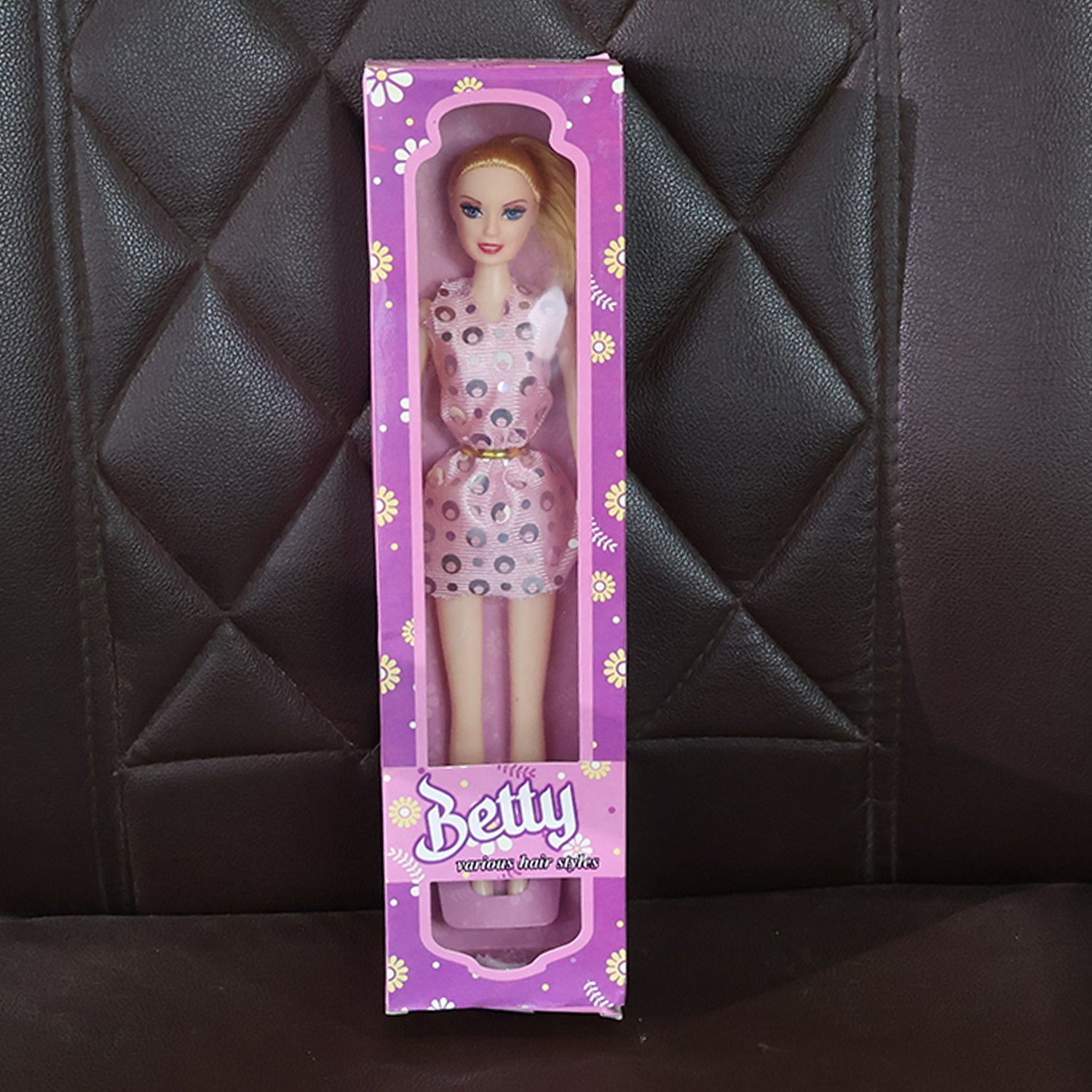 Premium Fashion Doll with Polka-Dotted Dress and Stylish Belt (1 Pc)