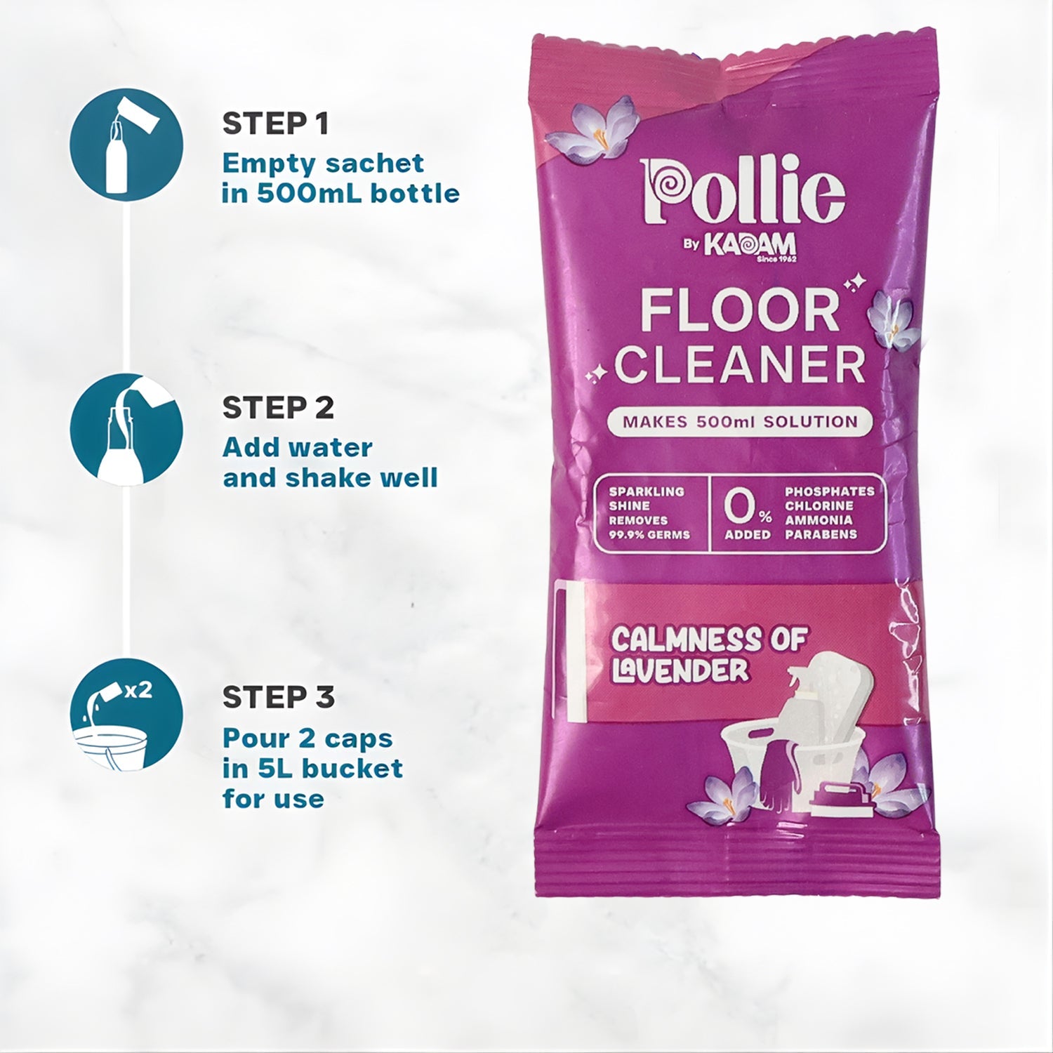 Pollic Kadam Concentrated Floor Cleaner Sachet â€“ Lavender Fragrance (50 Gm)