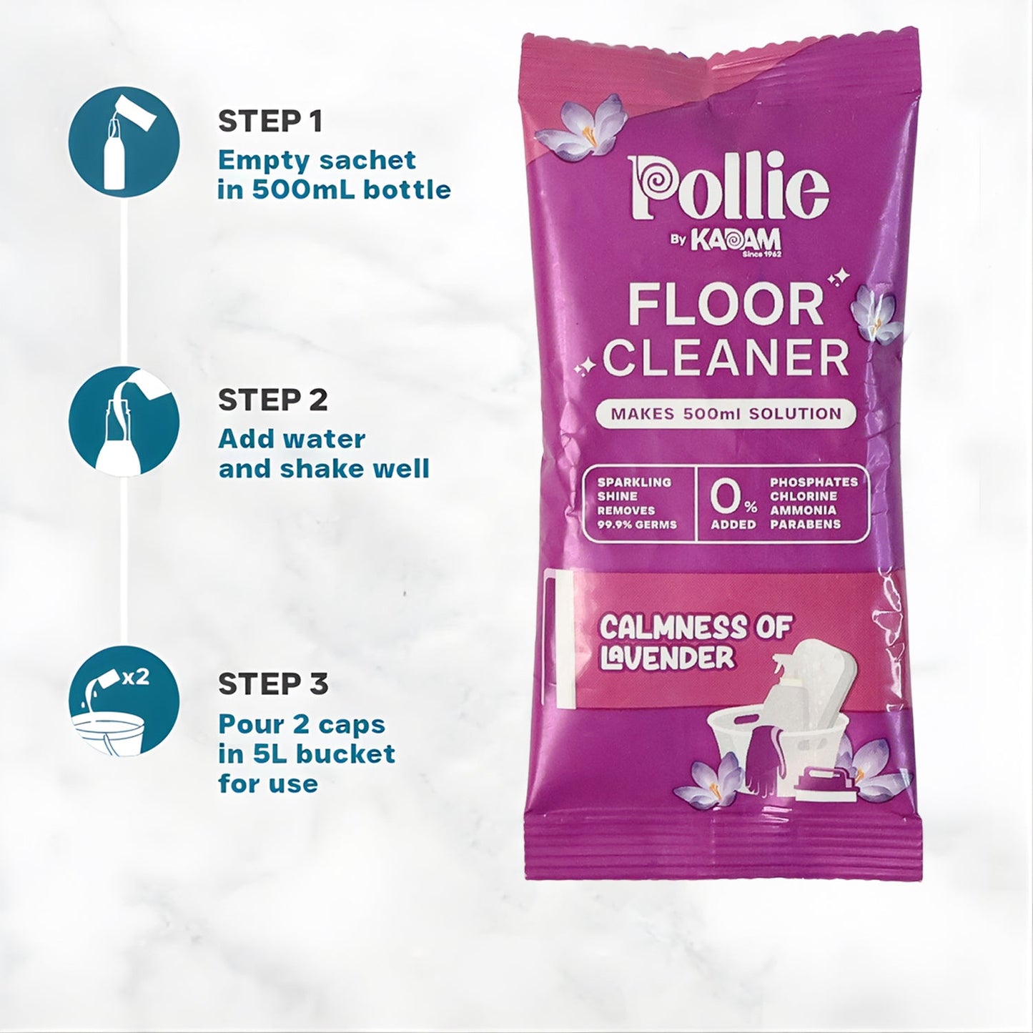 Pollic Kadam Concentrated Floor Cleaner Sachet â€“ Lavender Fragrance (50 Gm)