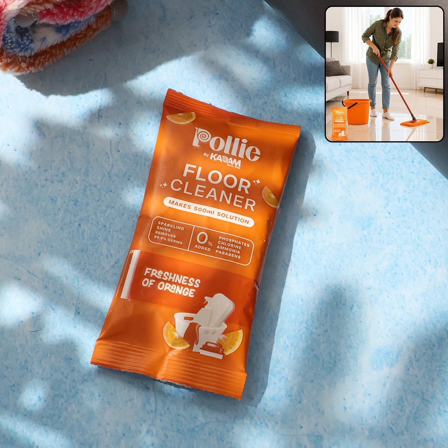 Pollic Kadam Concentrated Floor Cleaner Sachet â€“ Orange Fresh Fragrance (50 Gm)