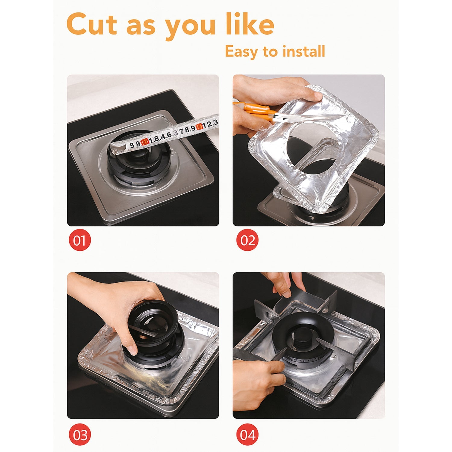 Aluminum Gas Stove Burner Protector Covers (10 Pc / 23x23 cm)