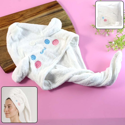 Cute Cartoon Hooded Hair Drying Towel Cap (1 Pc)