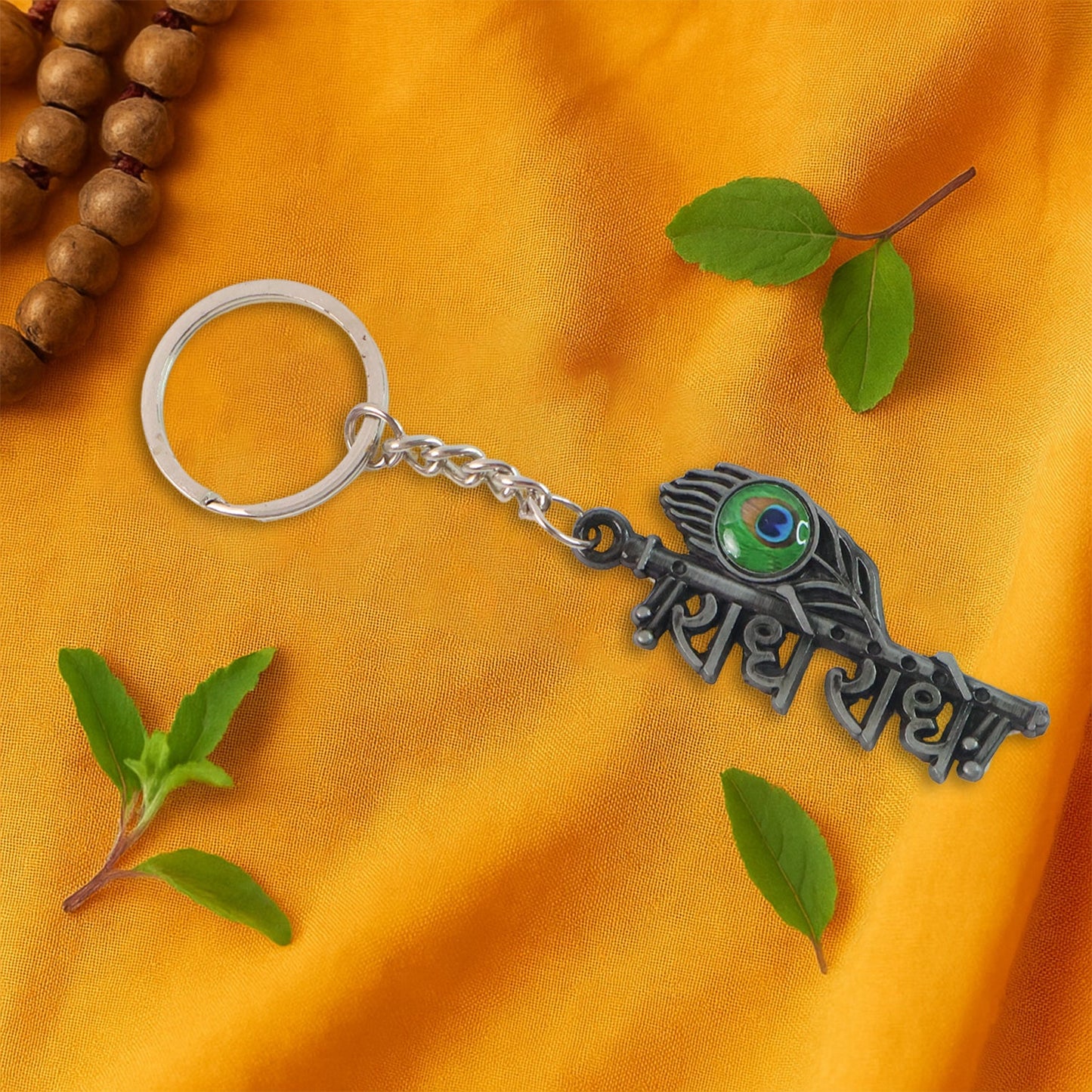 Stylish Radha Krishna â€œRadhe Radheâ€ Metal Keychain (1 Pc)