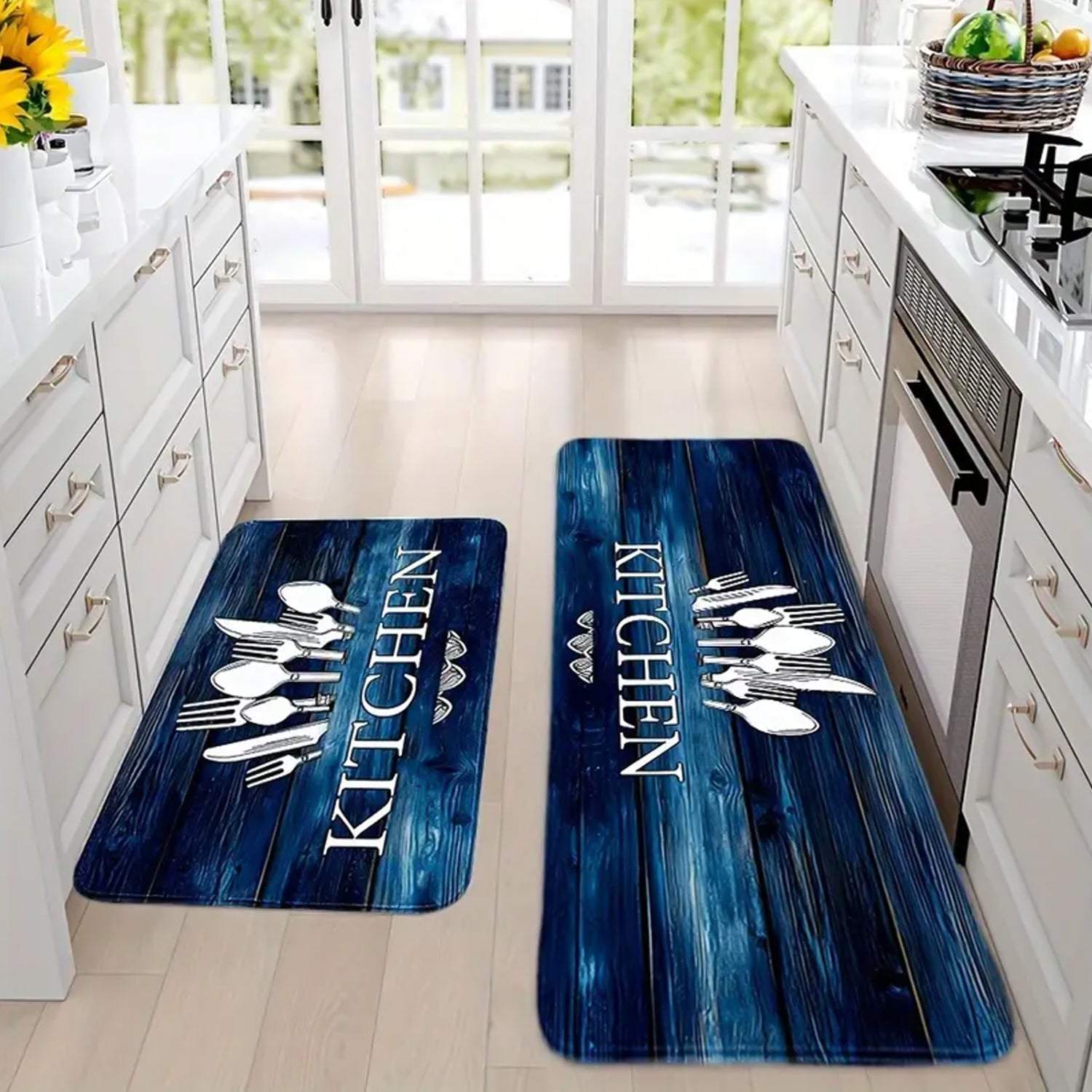 Kitchen Floor Mat Non-Slip Printed Runner Rugs (3 Pc)