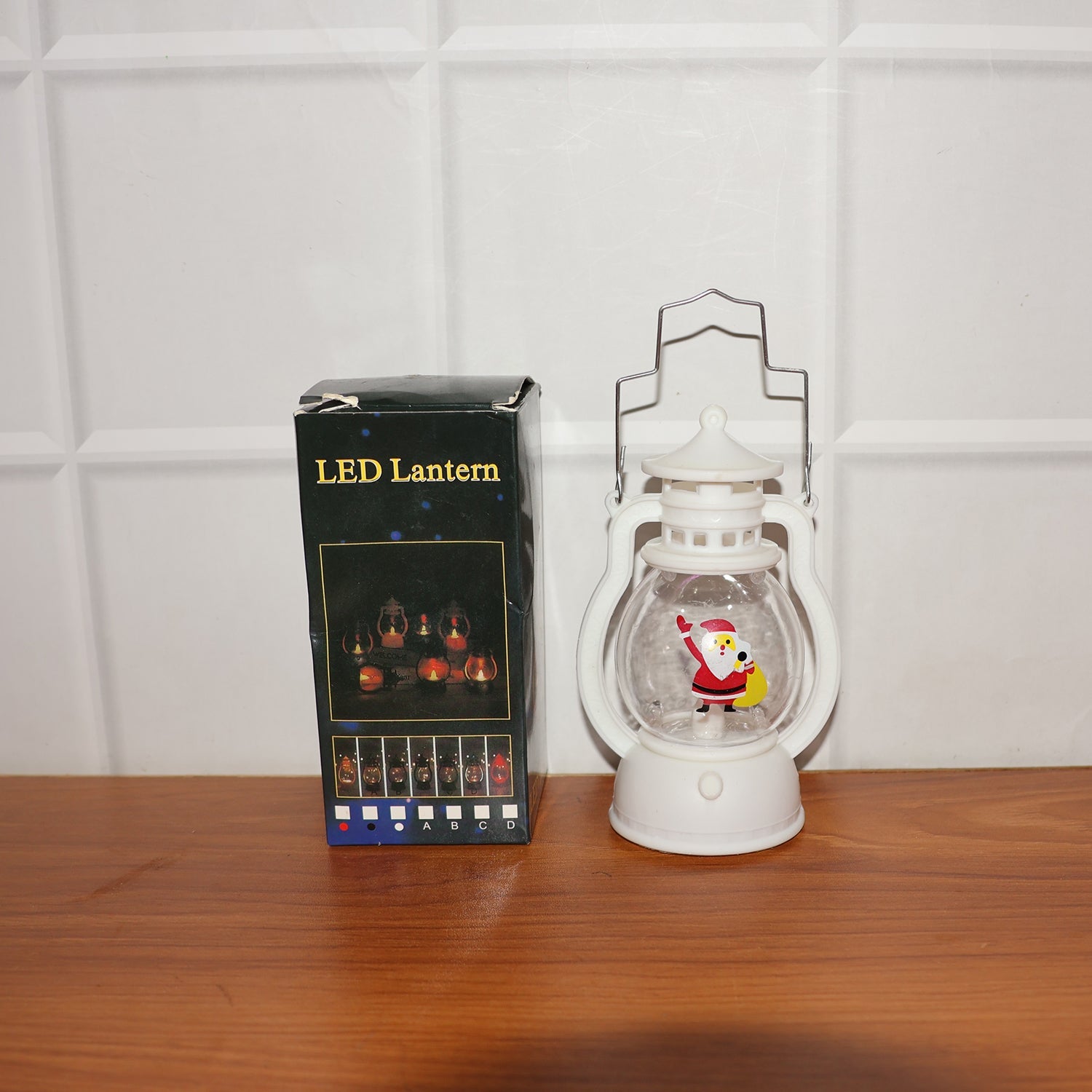 Mini LED Decorative Lantern with Santa Figurine & Handle (1 Pc)