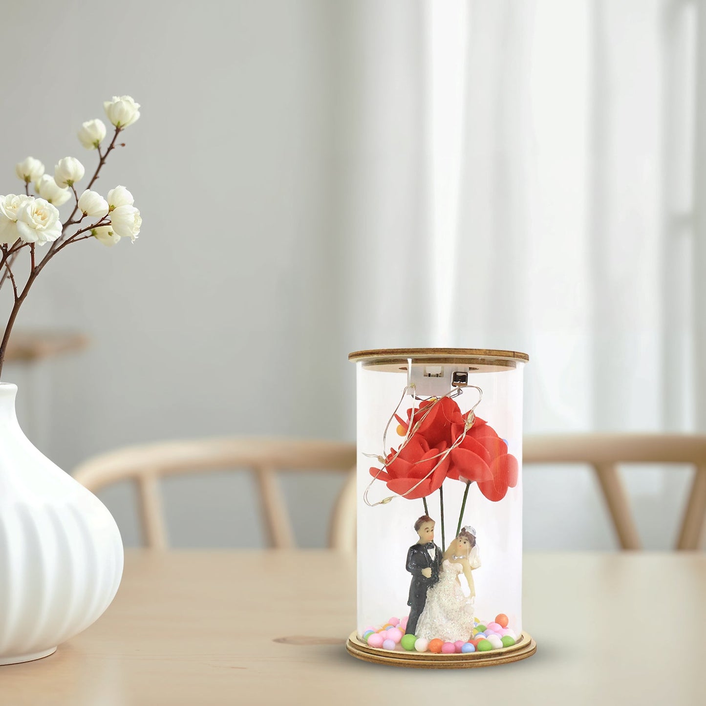 Wedding Couple with LED Rose Lamp (1 Pc)