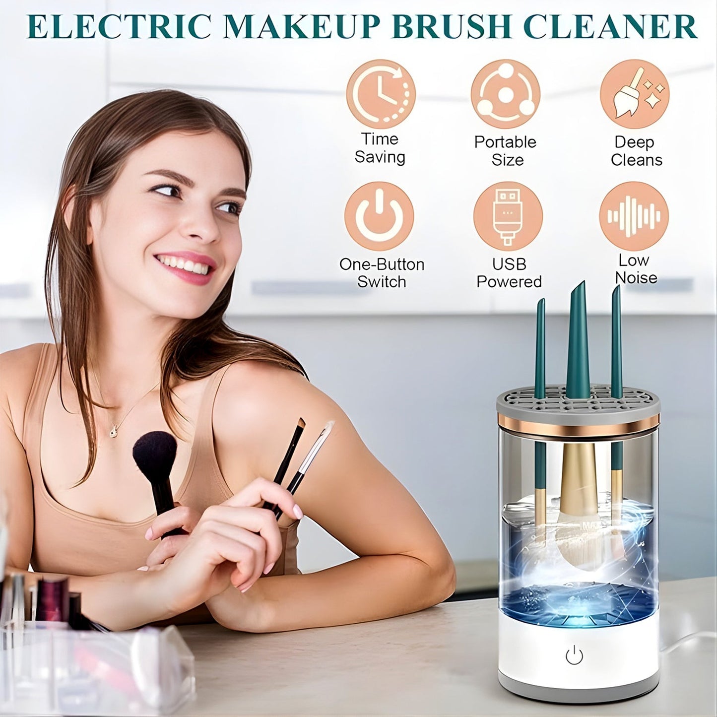 Electric Makeup Brush Cleaner and Dryer â€“ Automatic USB Rechargeable Brush Washing Machine