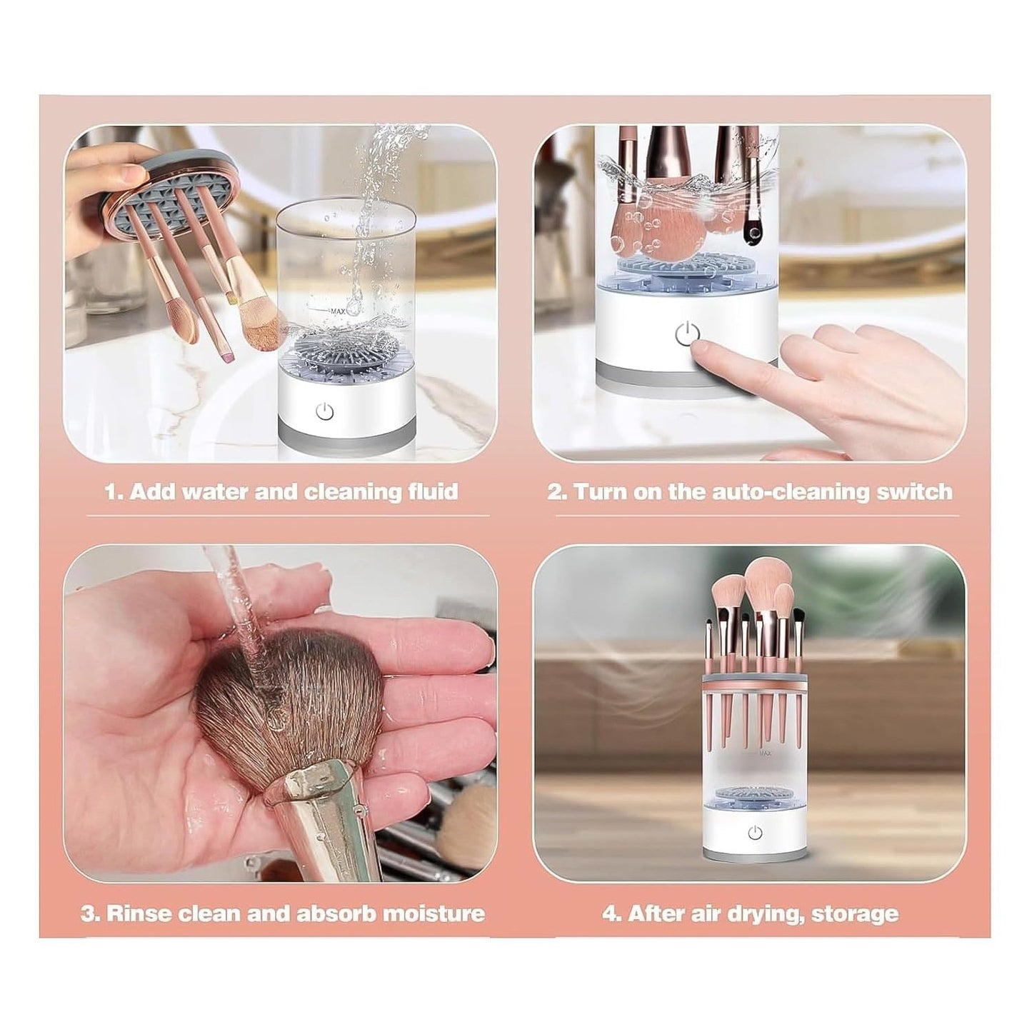 Electric Makeup Brush Cleaner and Dryer â€“ Automatic USB Rechargeable Brush Washing Machine