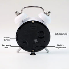 Small Twin-Bell Analog Alarm Clock - (1 Pc)