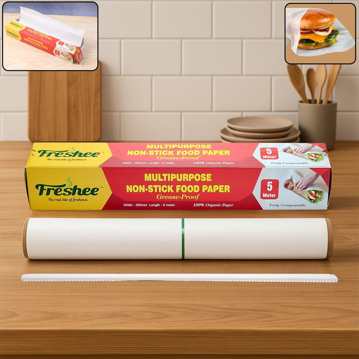 Freshee Multipurpose Grease-Proof & Non-Stick Food Paper Roll â€” 300 mm Ã— 5 meter