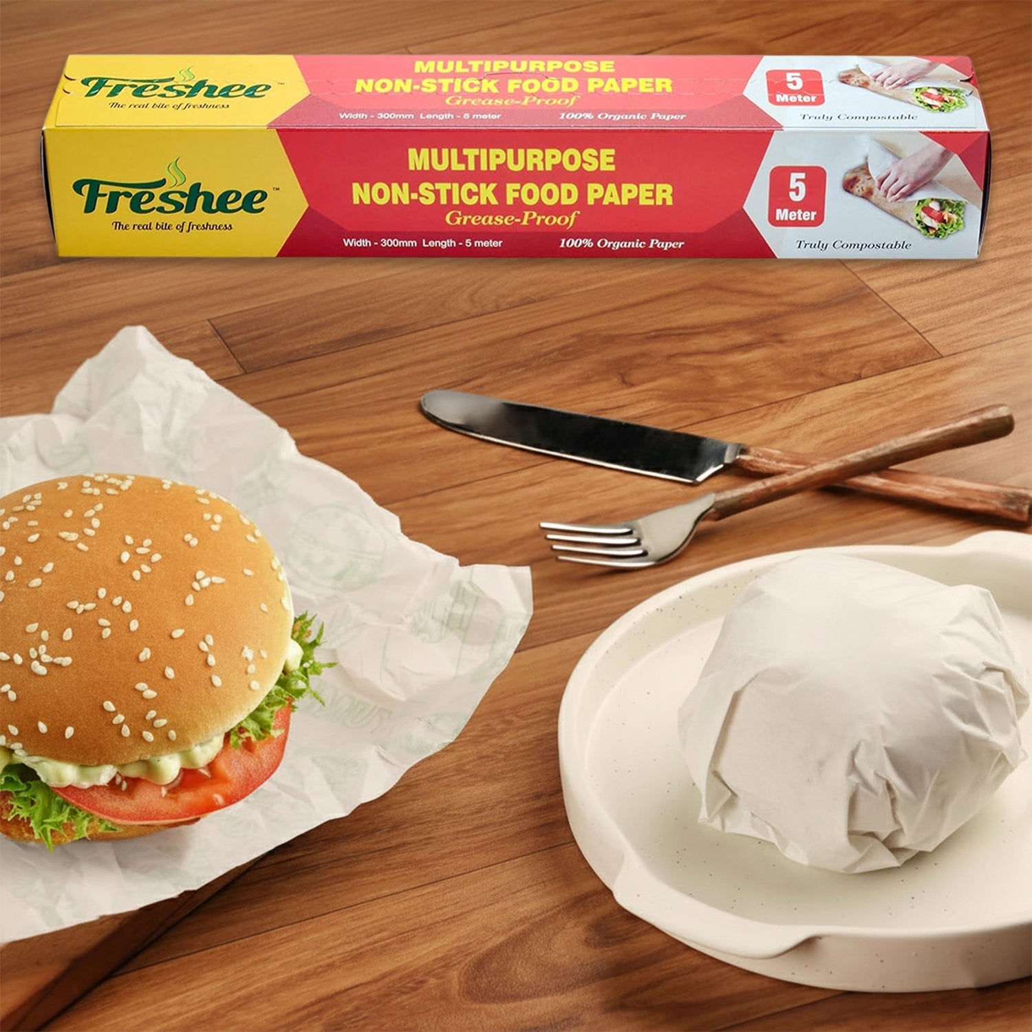 Freshee Multipurpose Grease-Proof & Non-Stick Food Paper Roll â€” 300 mm Ã— 5 meter