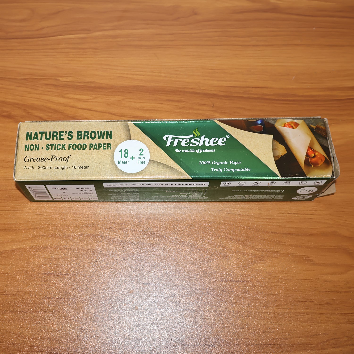 Freshee Natureâ€™s Brown Non-Stick Food Paper 18 Meter + 2 Meter Free (Total 20 Meter)