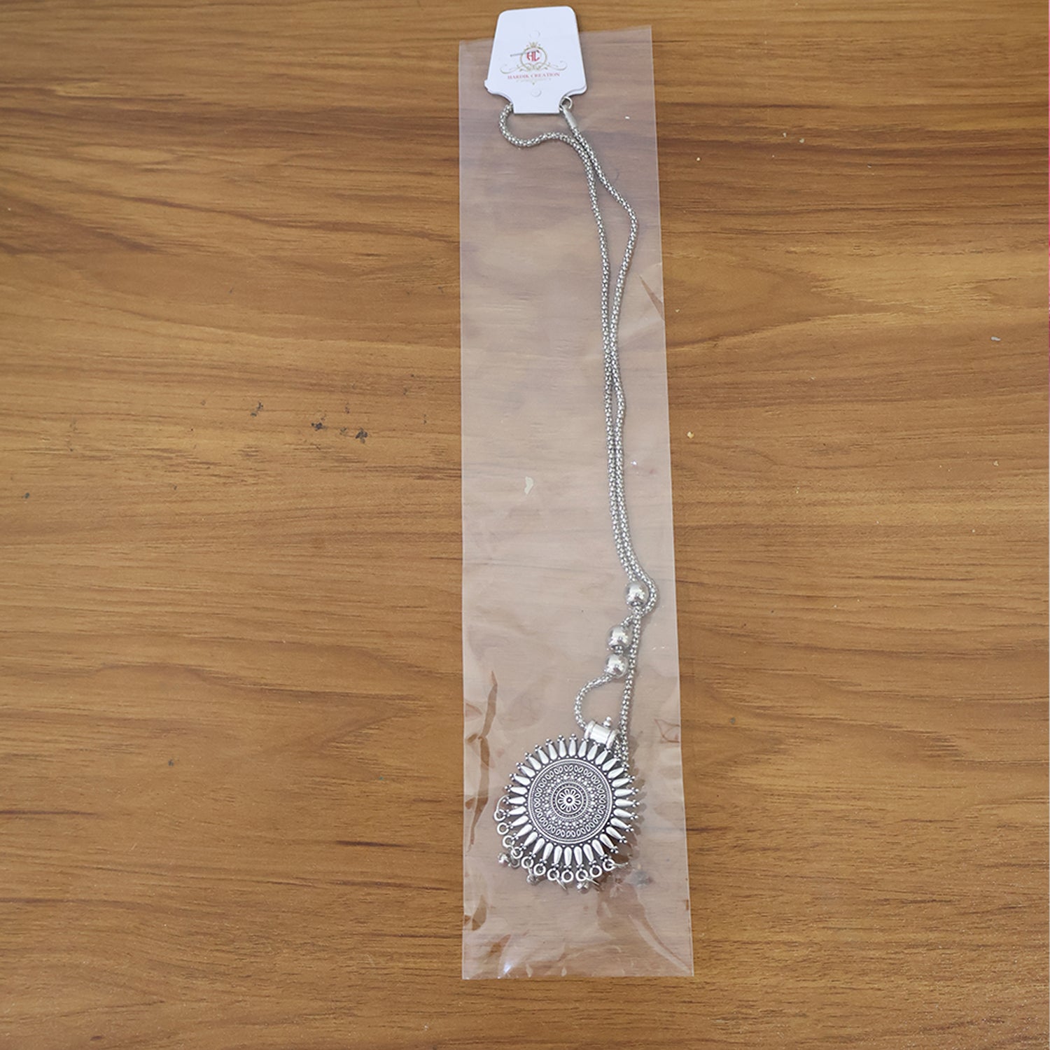 Oxidised Silver Traditional Long Necklace (1 Pc)