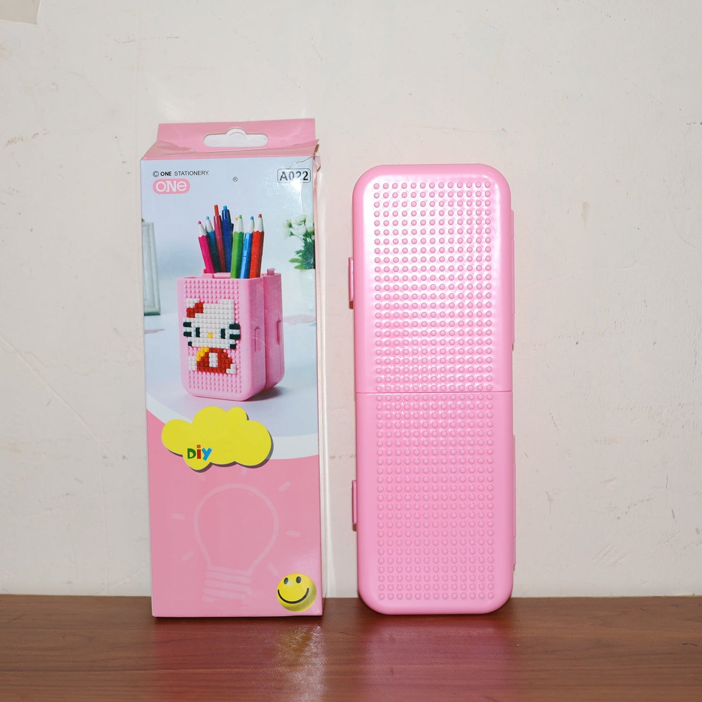 DIY Pixel Art Pencil Box with Building Blocks (1 Set)