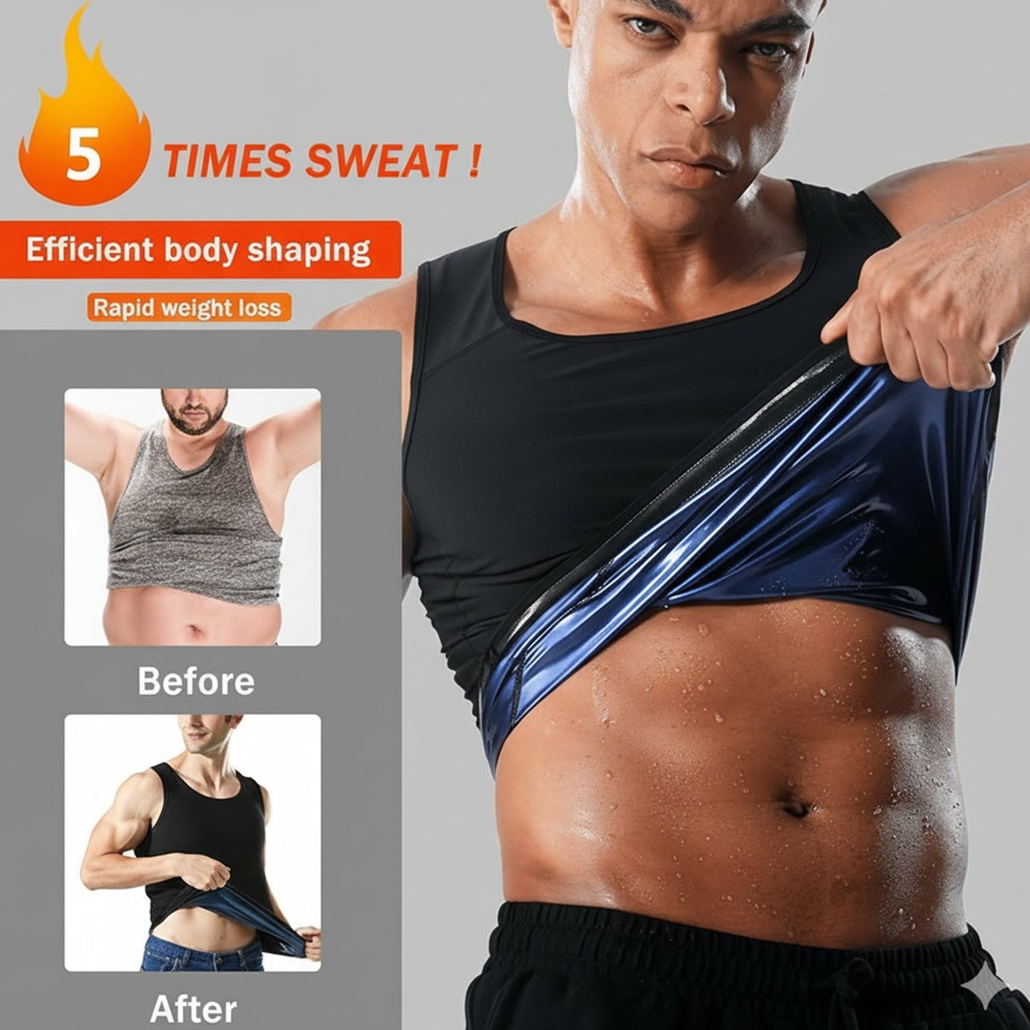Menâ€™s Slim Fit Sweat Shaper Tank Top (S/M, 1 Pc)