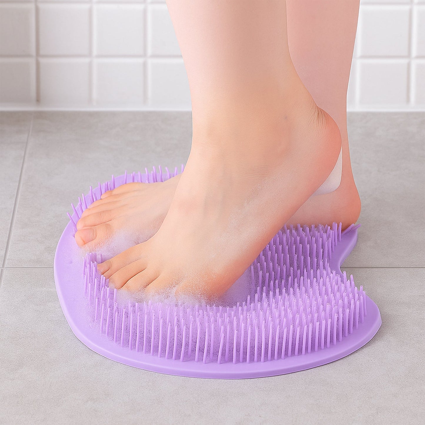 Purple Silicone Bath Massage Cushion â€“ Suction Cup Exfoliating Foot Scrubber & Mat