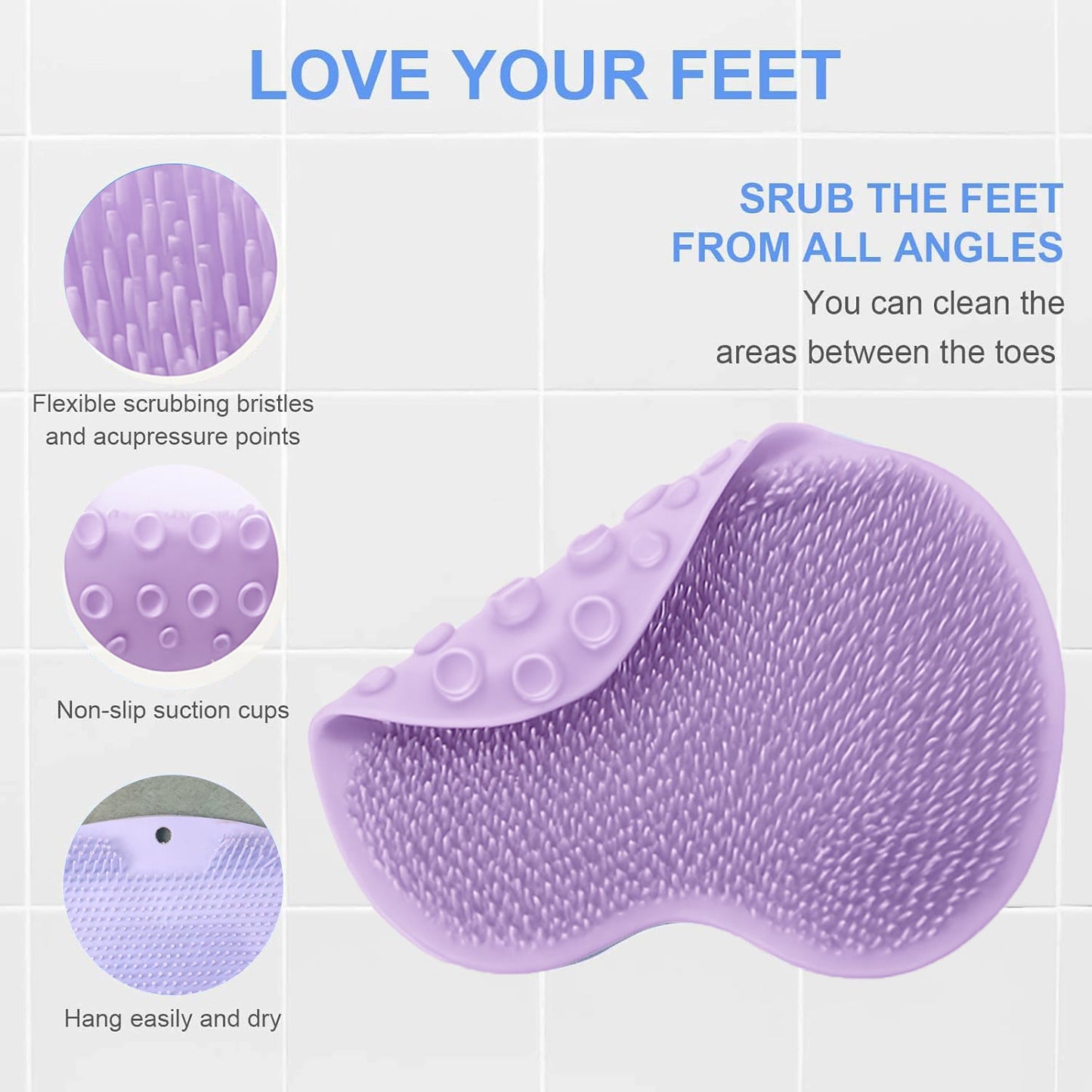 Purple Silicone Bath Massage Cushion â€“ Suction Cup Exfoliating Foot Scrubber & Mat