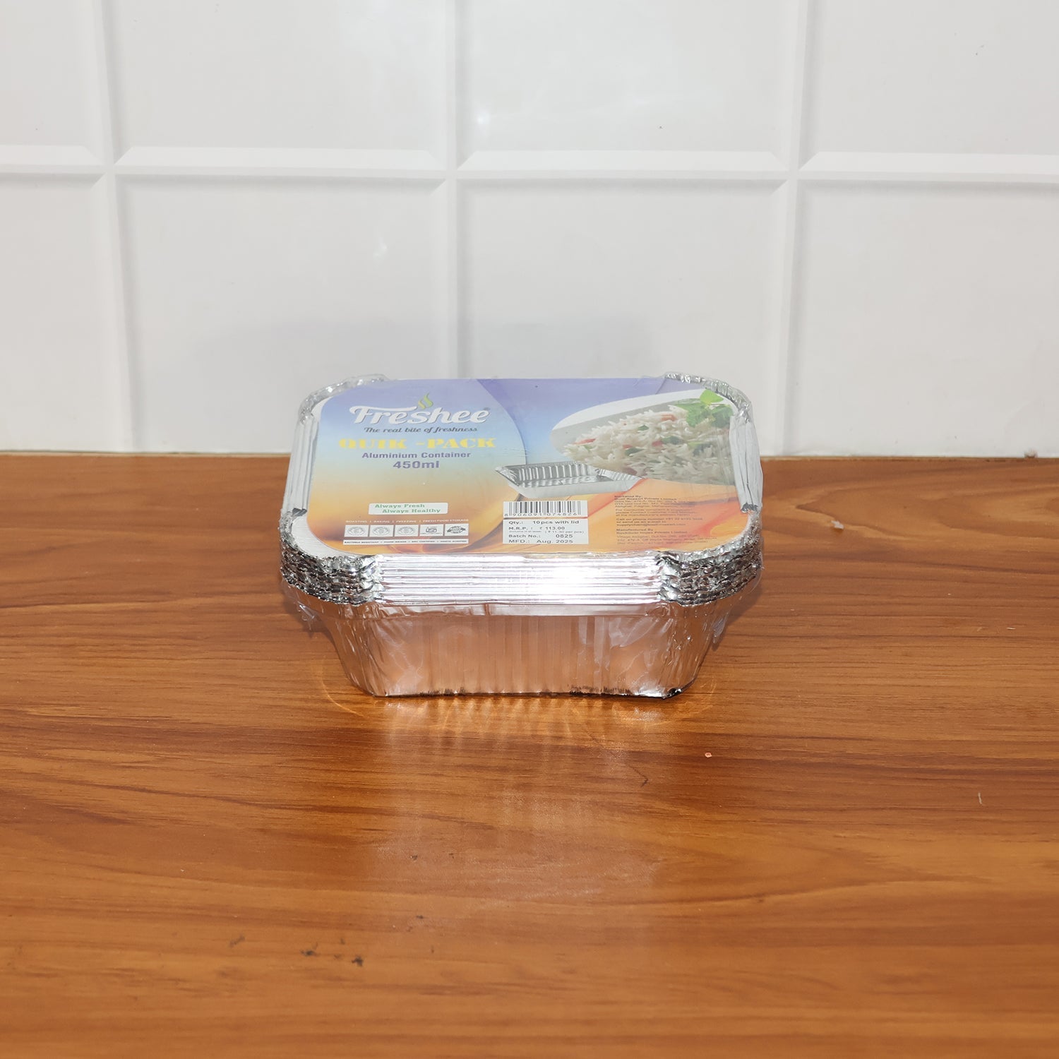 Freshee Aluminium Food Container with Lid â€” 450 ml â€” 10 Pc
