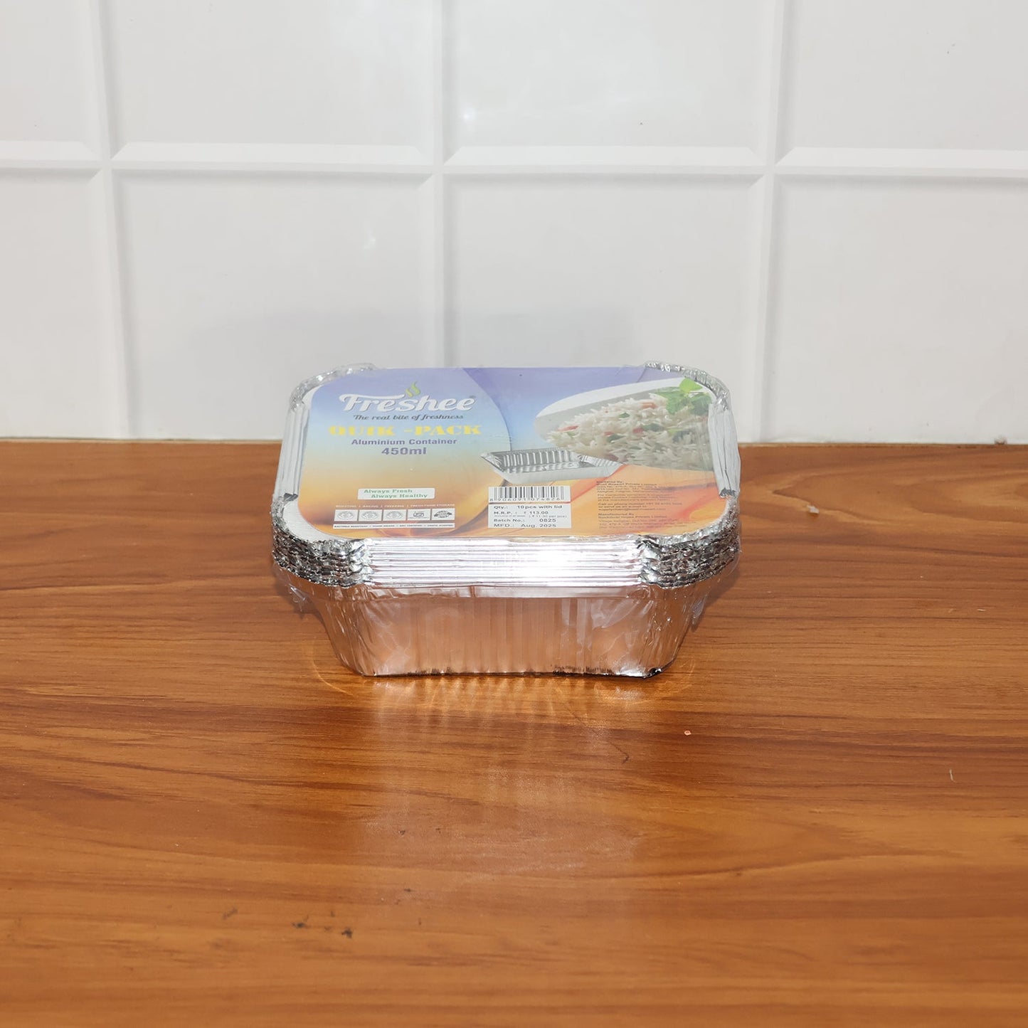 Freshee Aluminium Food Container with Lid â€” 450 ml â€” 10 Pc
