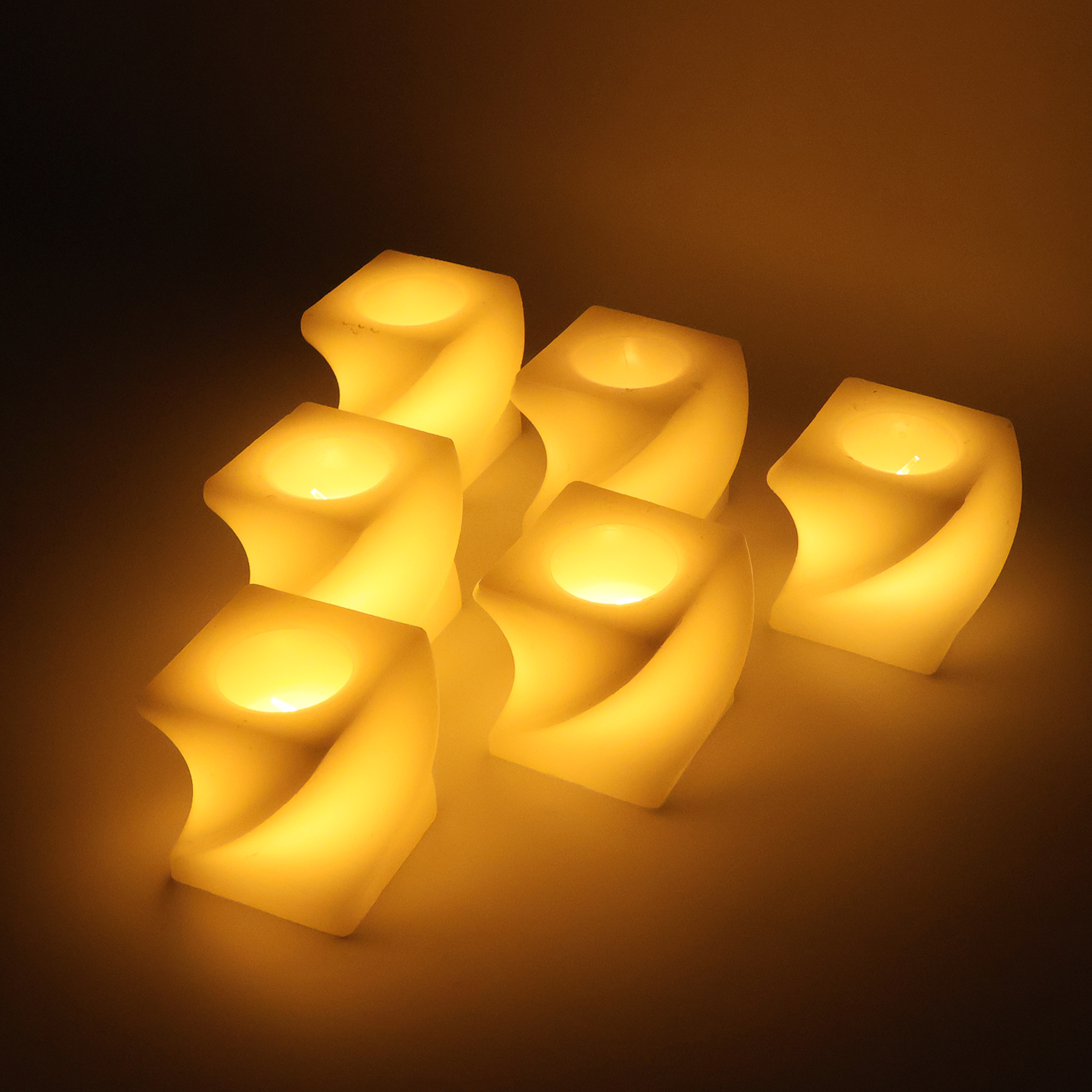 Set of 6 LED Flameless Decorative Candles â€“ Square Shape Tealight Lamps