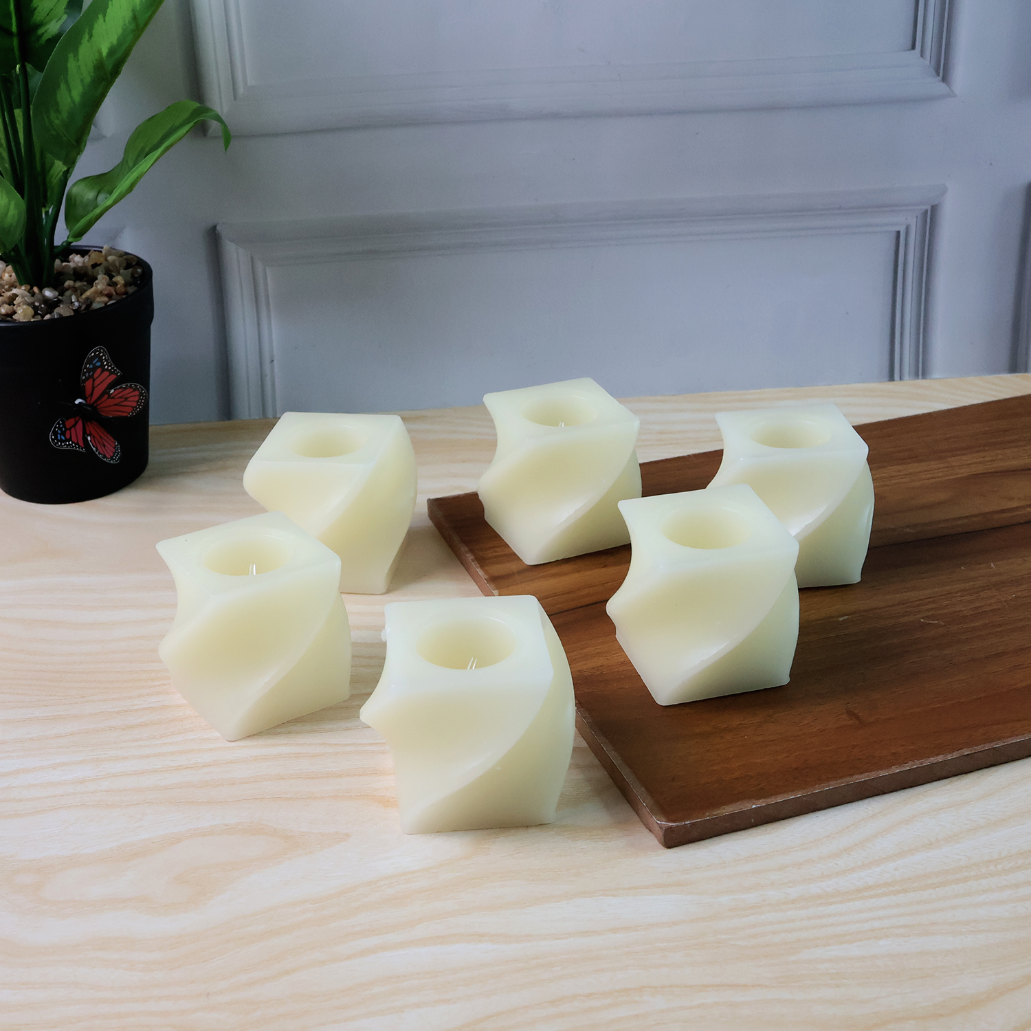 Set of 6 LED Flameless Decorative Candles â€“ Square Shape Tealight Lamps