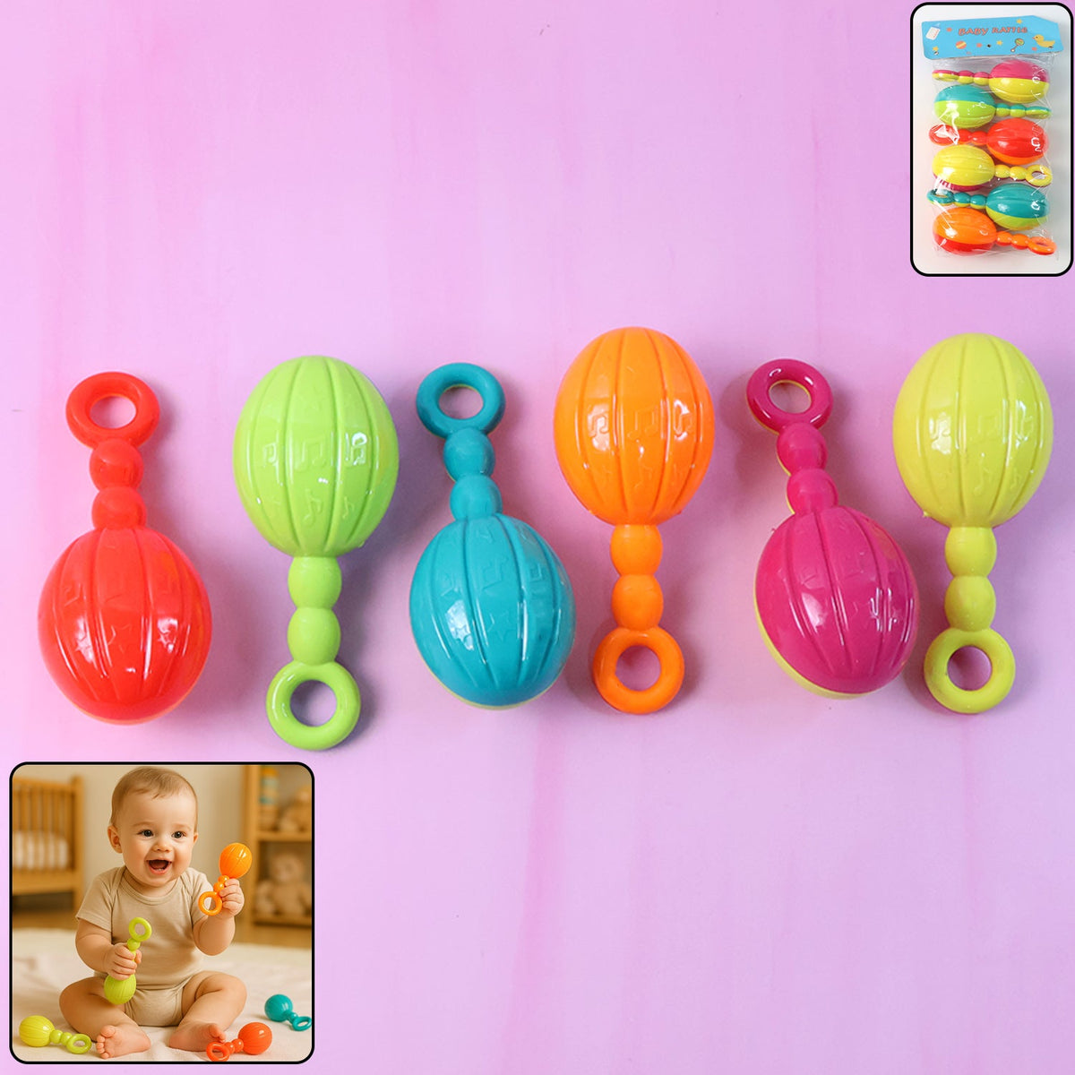 Baby Hand Rattle toy - (6 Pc / Set)