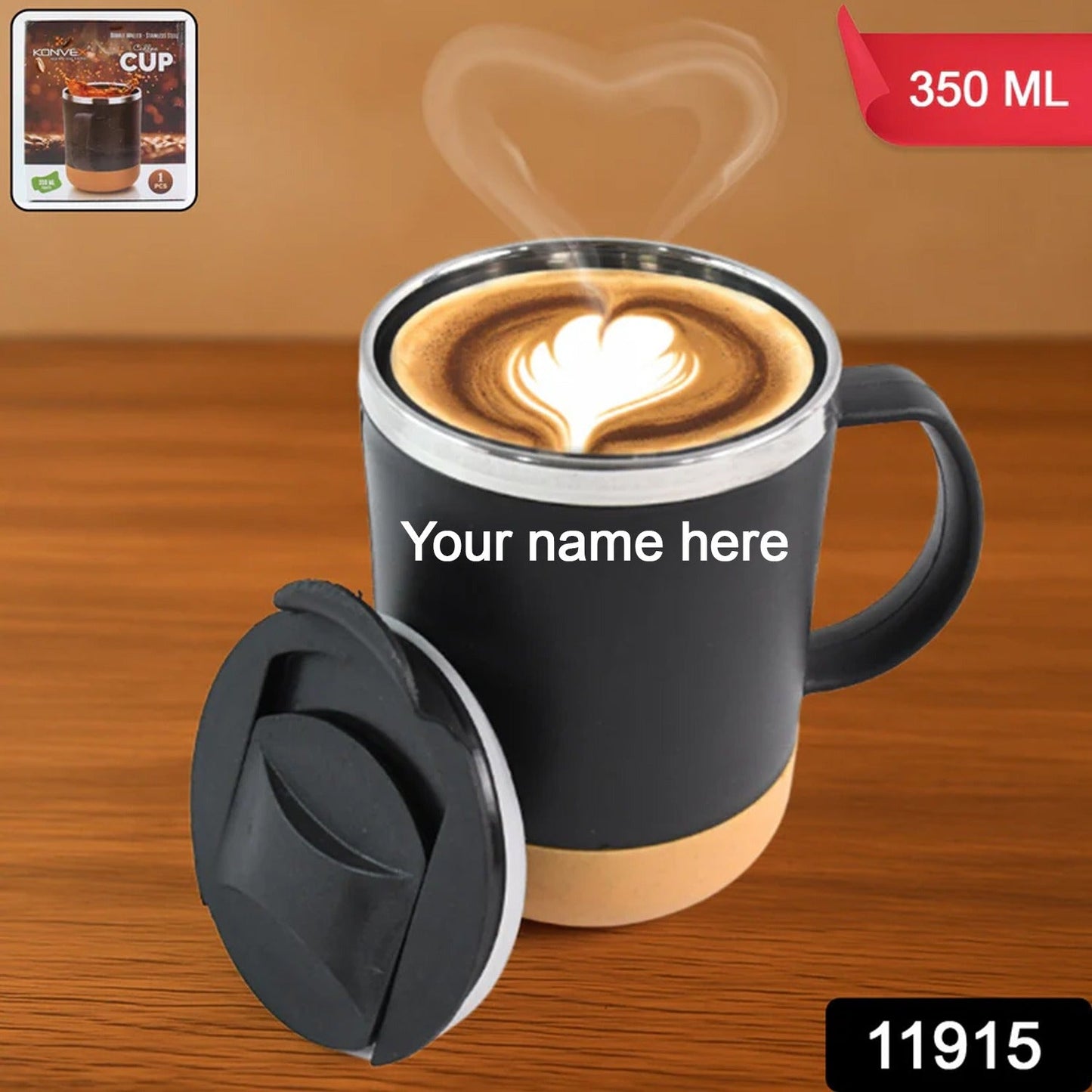 Customize Insulated Coffee Mug with Spill-Proof Lid (Approx 350ML & 1 Pc)