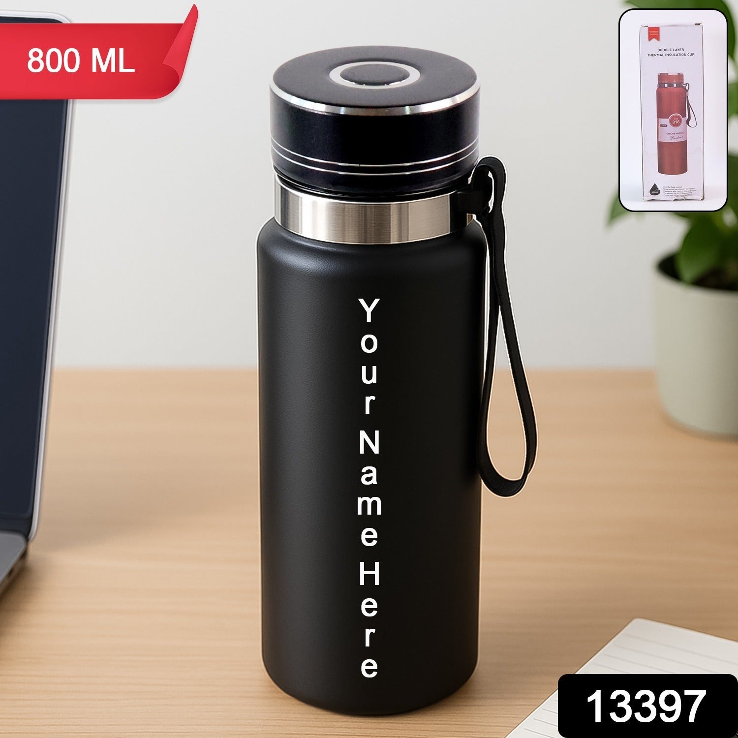 Customize Double Stainless Steel Wall Flask Vacuum Insulated Water Bottle (800 ML)