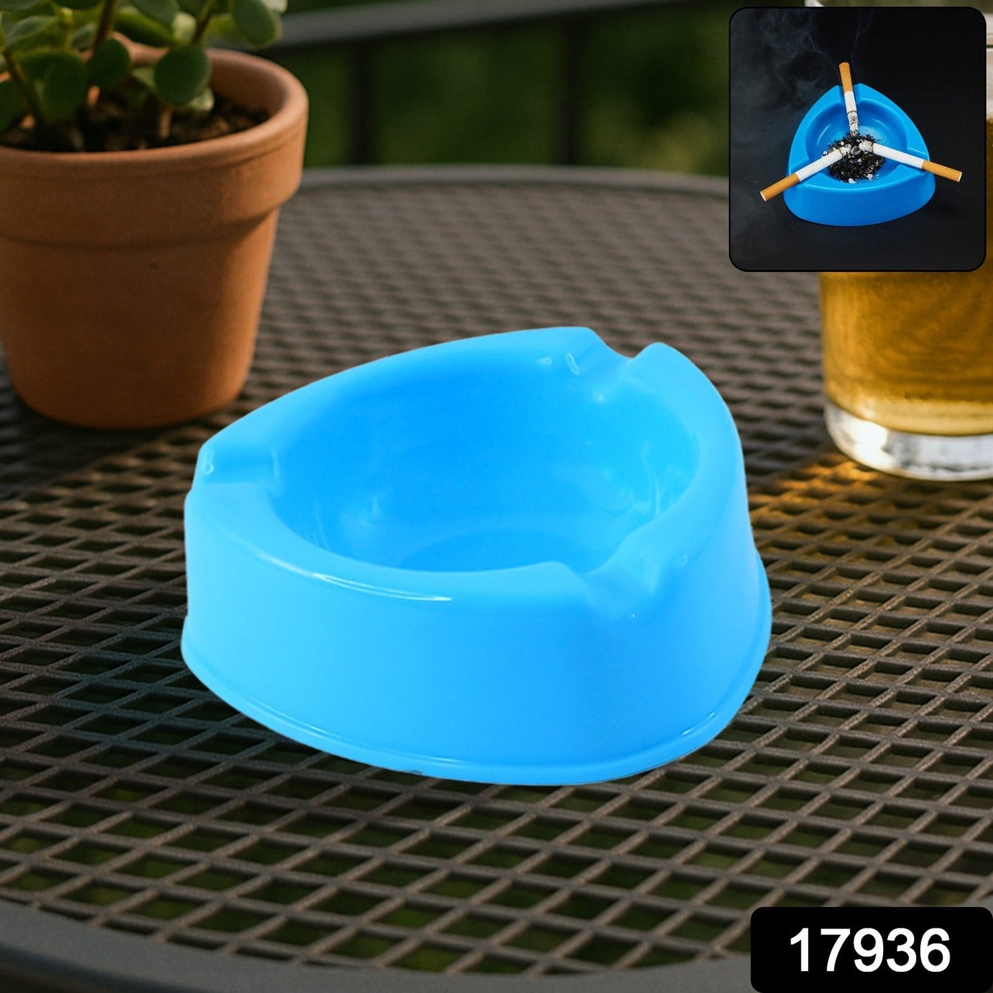 Heavy Duty Plastic Ashtray (mix color & 1 Pc)