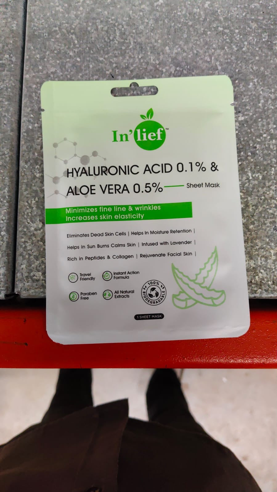 Inâ€™lief Hyaluronic Acid 0.1% & Aloe Vera 0.5% Hydrating Facial mask (1 Pc)