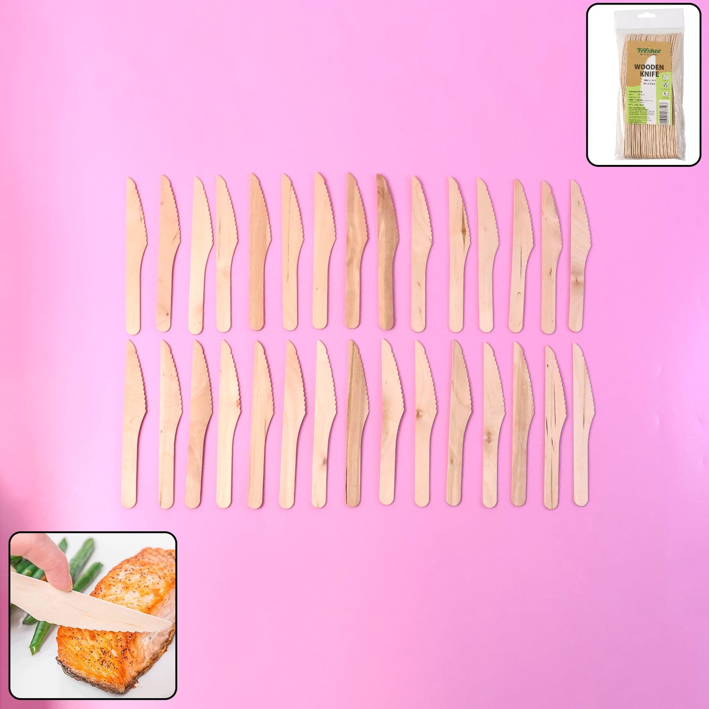 165mm Wooden Knife â€“ 30 Pcs Pack