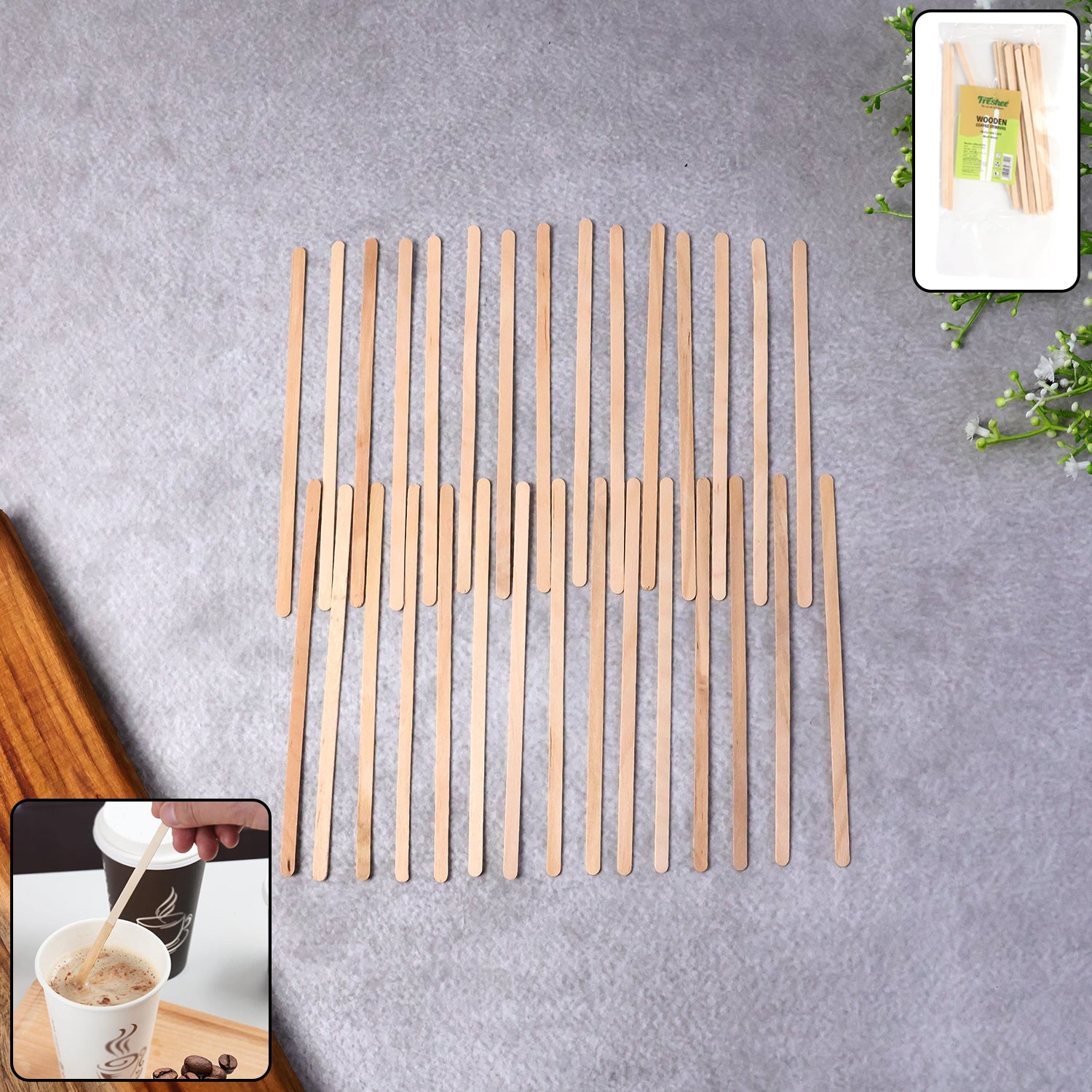 Freshee Wooden Coffee Stirrers 140Ã—5Ã—1 mm â€“ 30 Pcs Pack