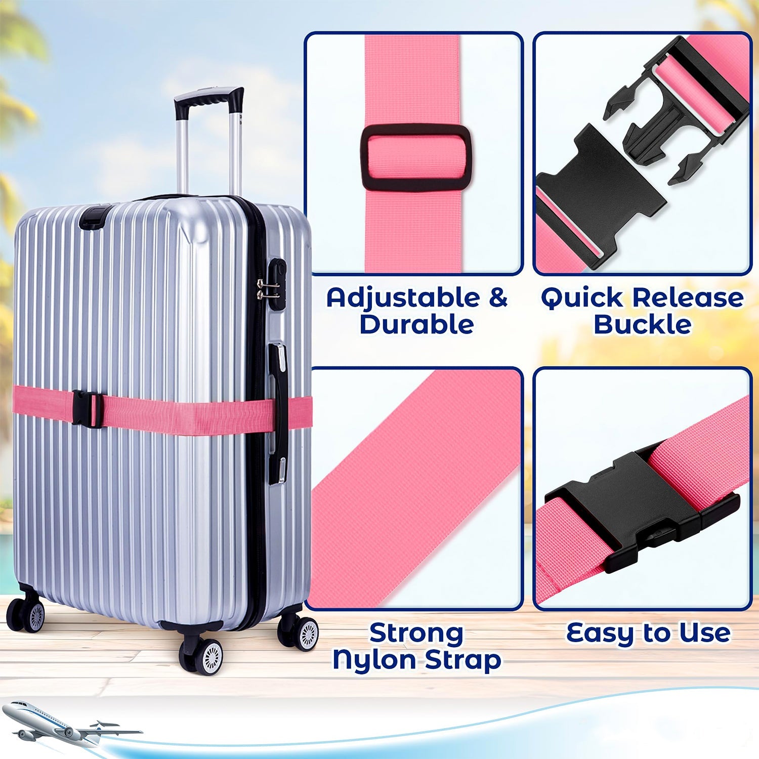 Adjustable Cross Luggage Security Strap - (1 Pc)