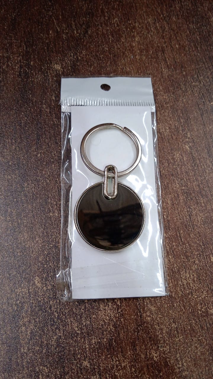 Customized / Personalized Sleek Black Round Metal Keychain (1 Pc)