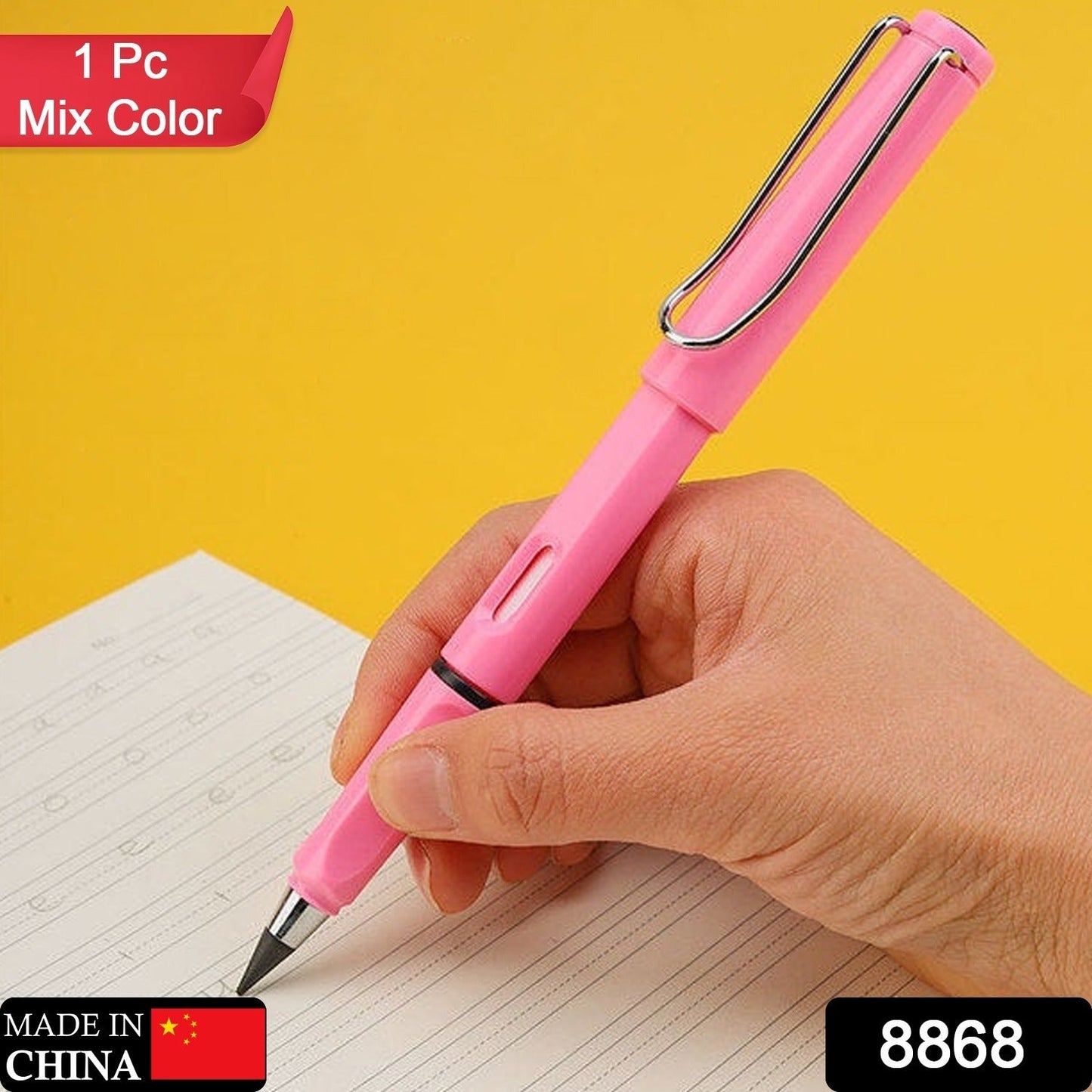 2-in-1 Everlasting Magic Pencil with Replaceable Eraser â€“ Inkless, Reusable, Portable (1 Pc / Mix Color)