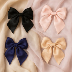 Floral Satin Bow Hair Clip