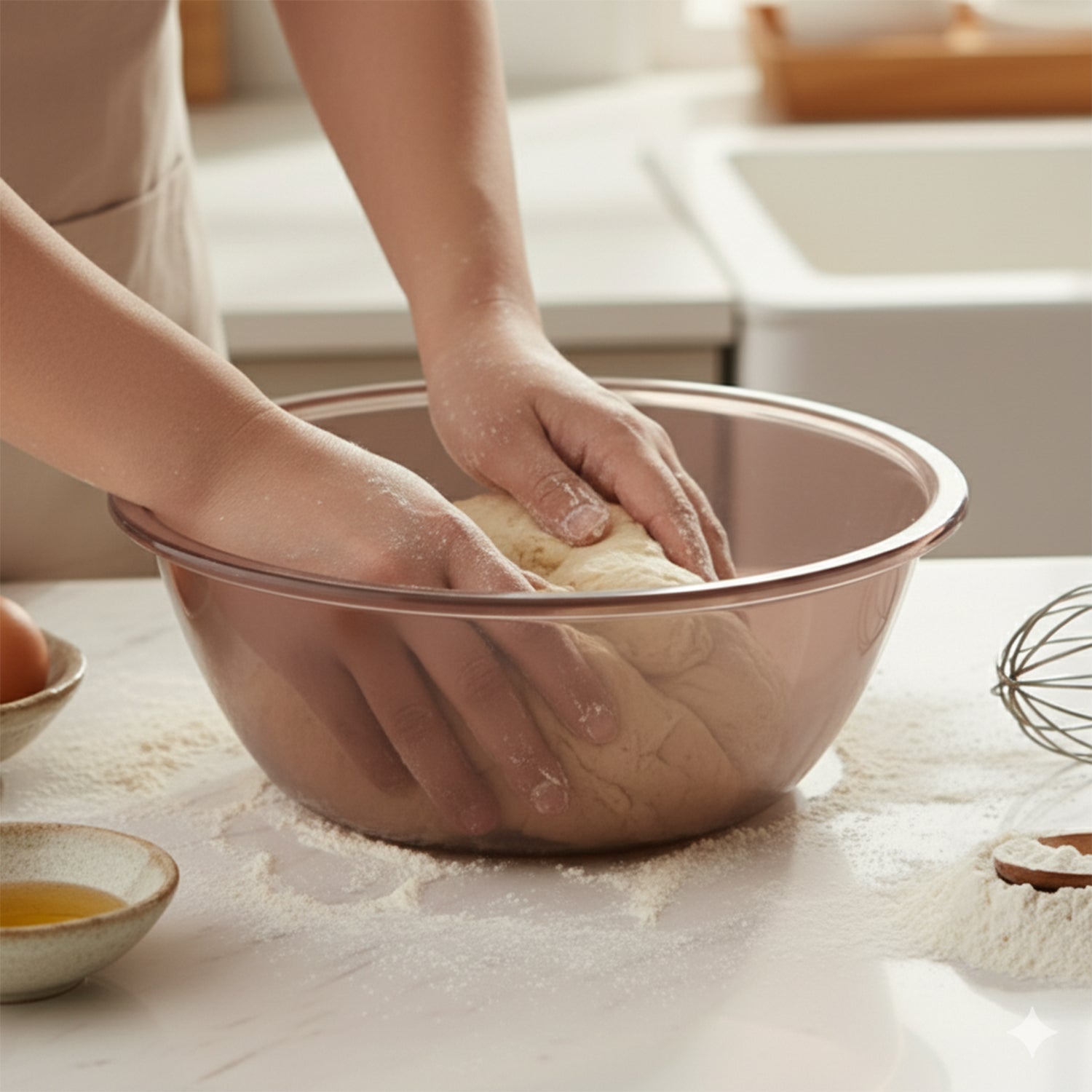 Transparent Multipurpose Mixing and Serving Bowl  (25 x 25 cm, 1 Pc)