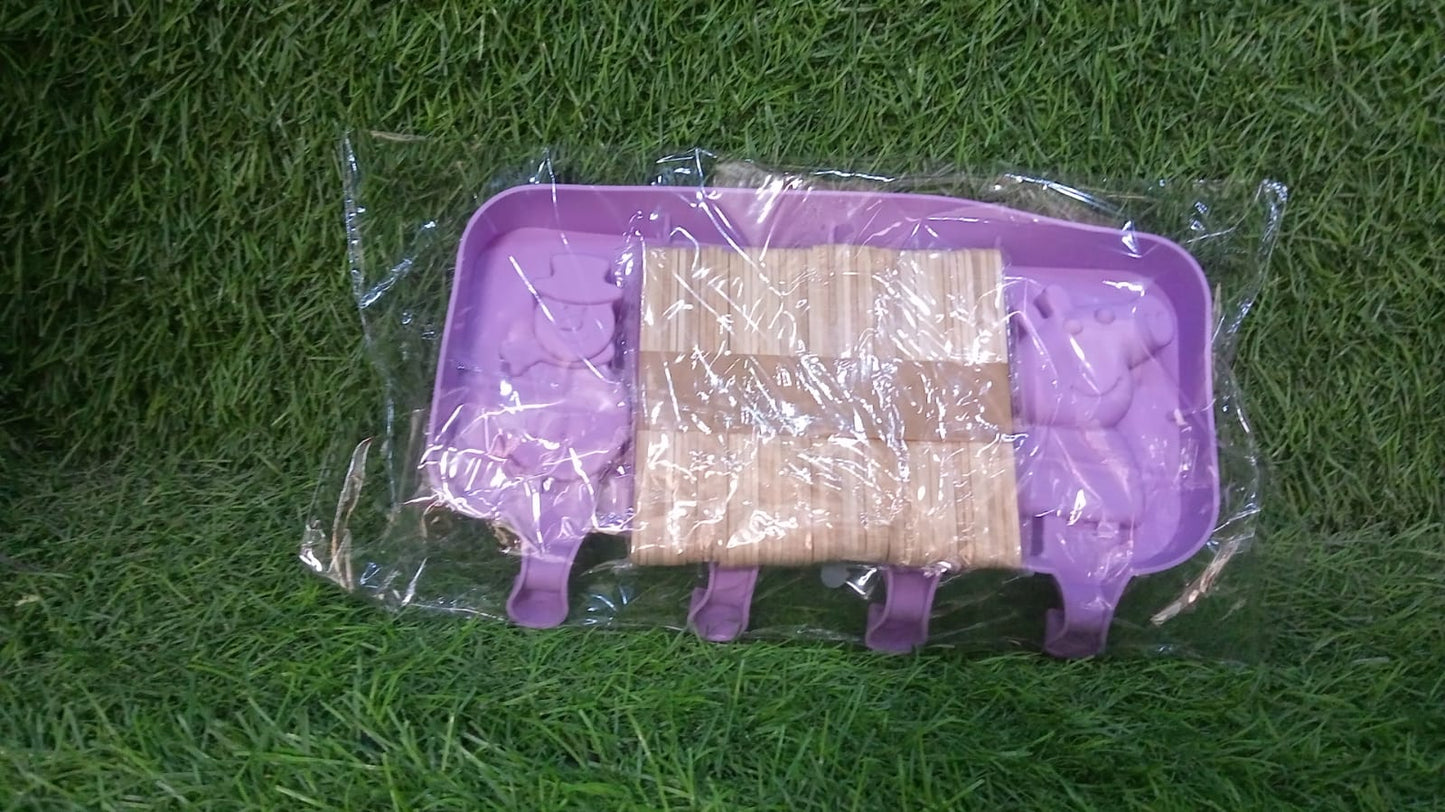 Silicone sicle Molds Ice Cream  Molds 4 Cavities with Lids 50 Pack Sticks for Kids Ice cube Maker Easy Release